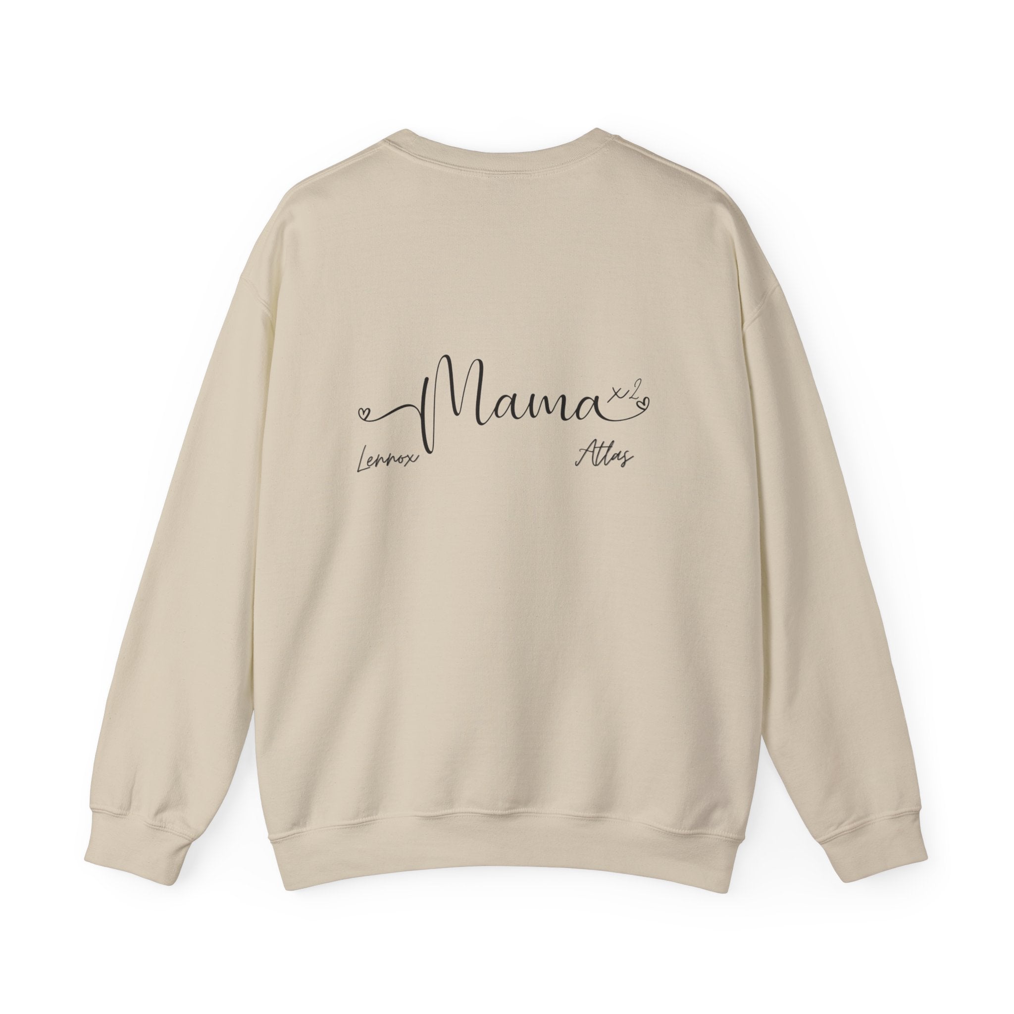 Custom 2 child Mama Sweatshirt with Names Heavy Blend™ Crewneck Sweatshirt