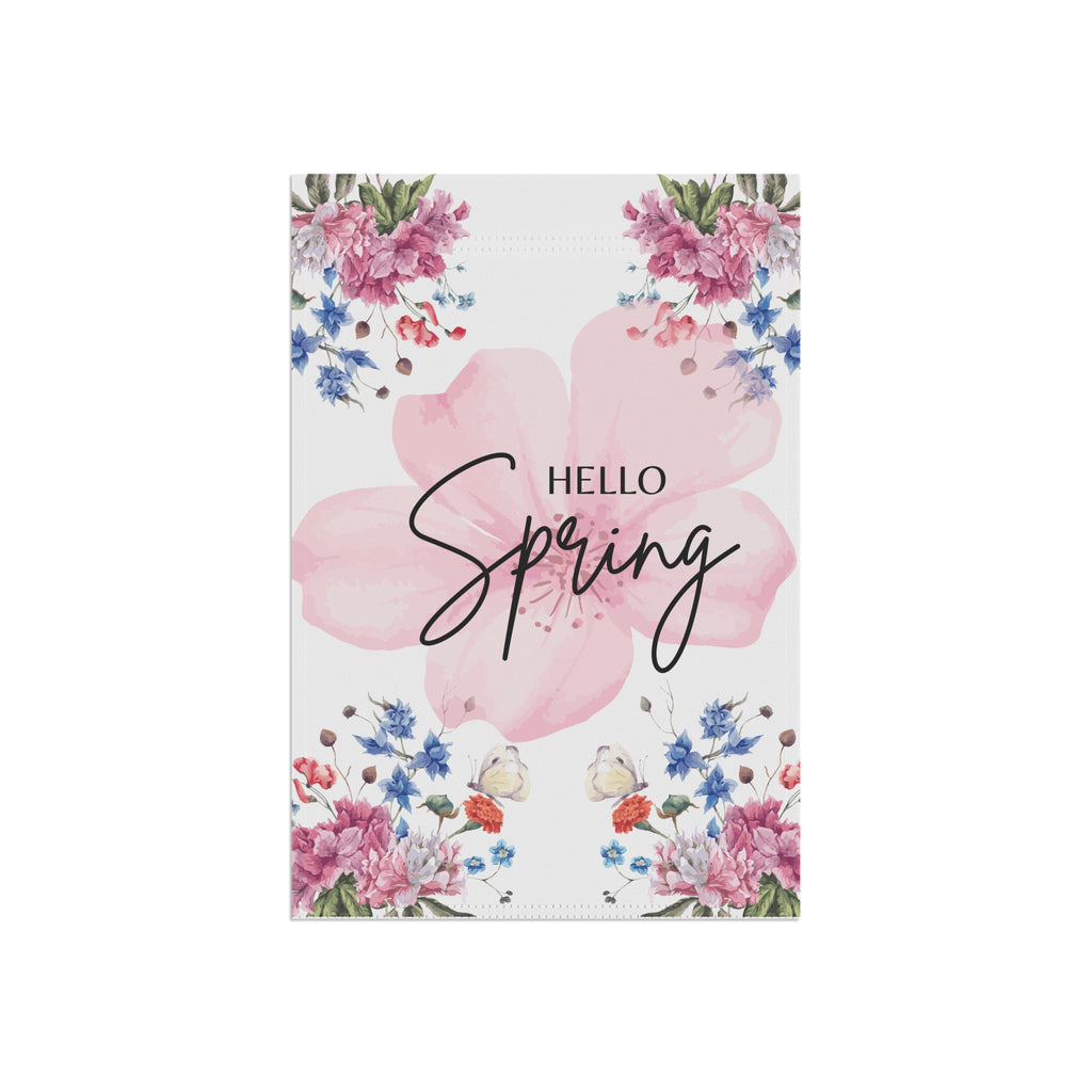 Spring Garden Flag 12X18 Hello Spring House Flag or Garden Flag Floral Decoration, Seasonal Spring Garden Flag