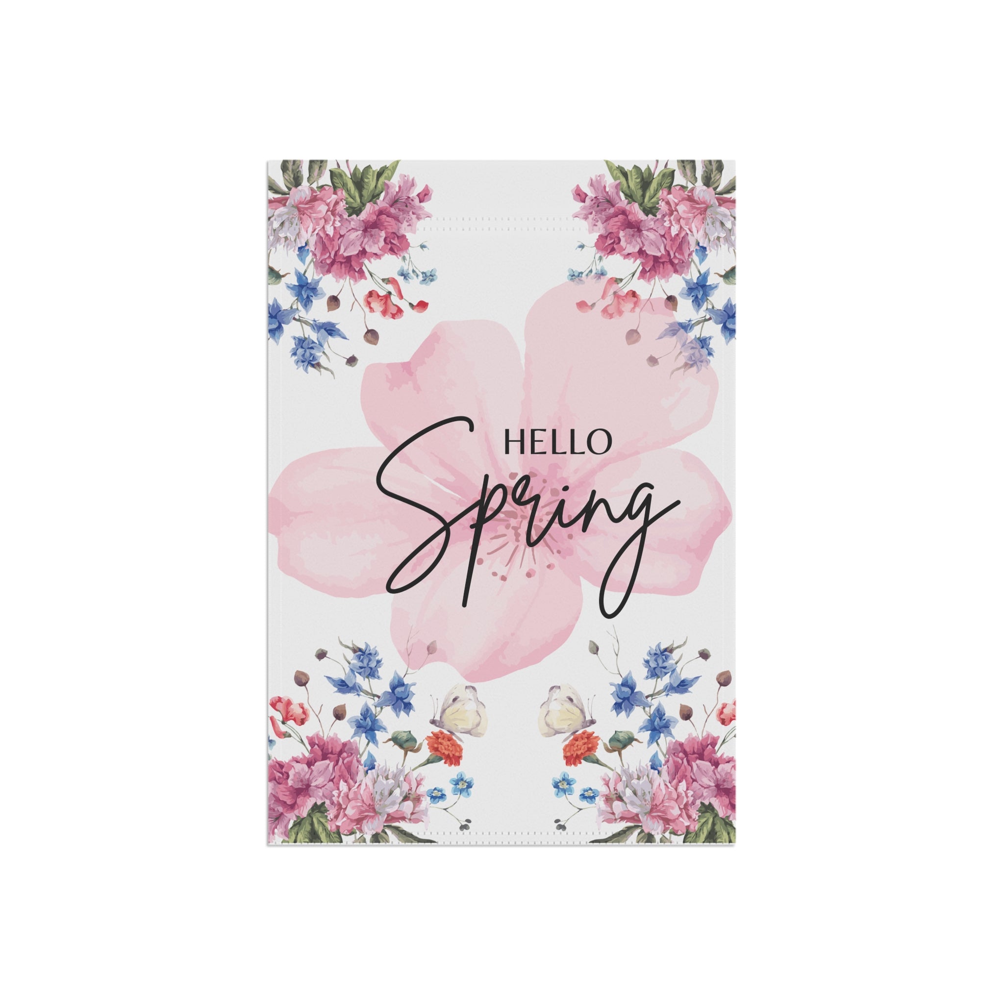 Spring Garden Flag 12X18 Hello Spring House Flag or Garden Flag Floral Decoration, Seasonal Spring Garden Flag