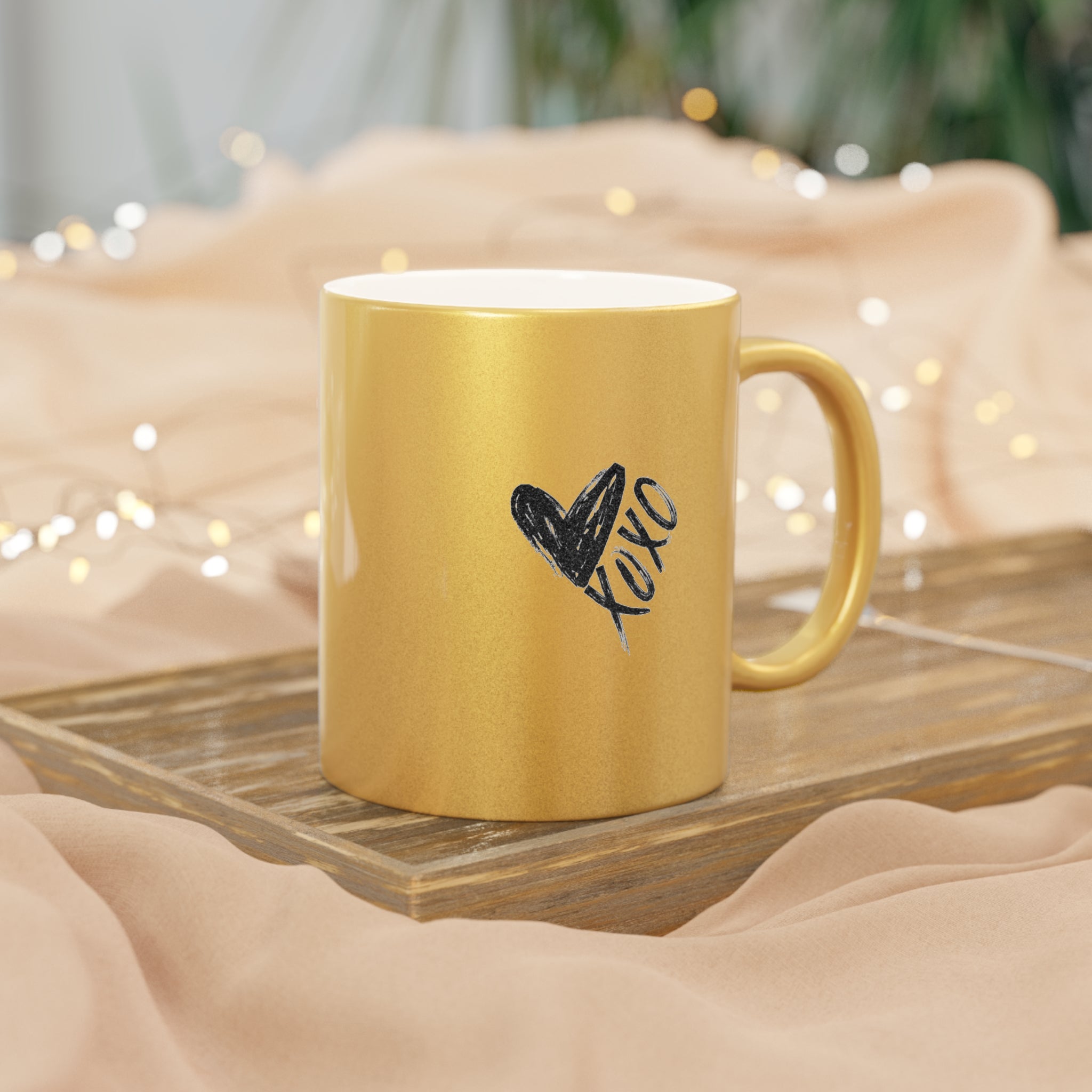Metallic Mug (Silver") Personalized XO Valentines Mug for Valentine's Gift