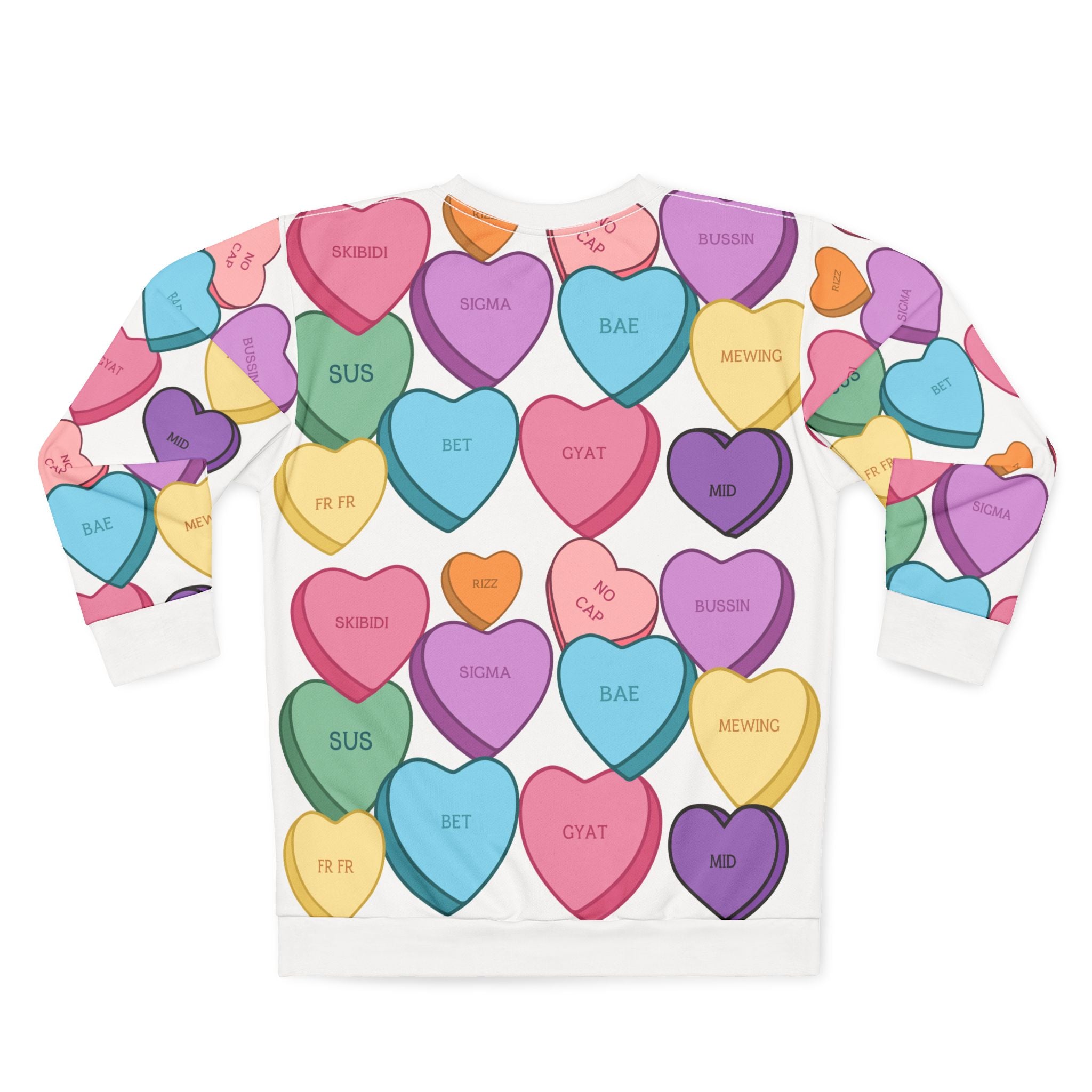 Bussin' Skibidi Bae No Cap Sigma All-Over Print Valentine's Day Sweatshirt