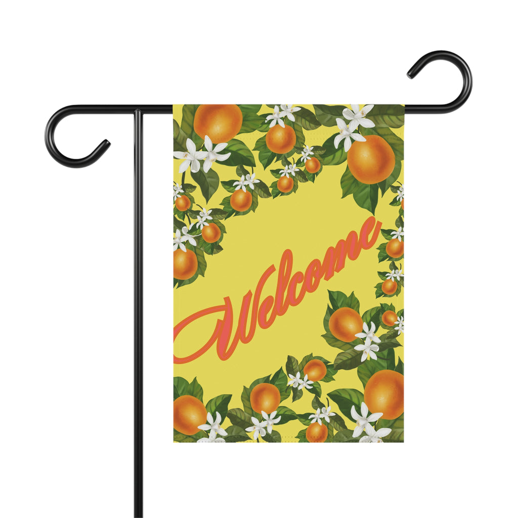 Garden Flag - Orange Citrus Retro Florida CItrus Design 12X18 INCHES