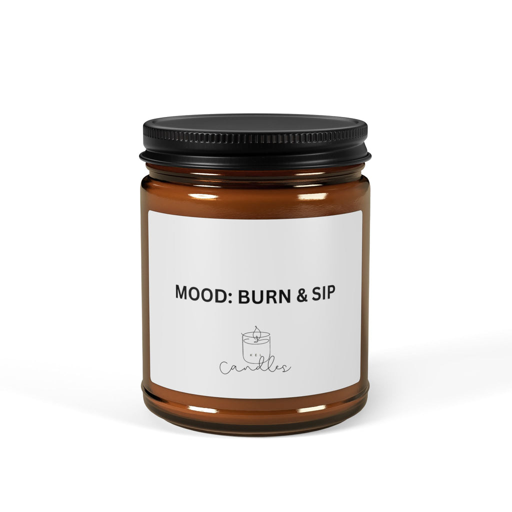 Mood: Burn and Sip Scented Soy Candle (Multi-Size, Amber Jar)