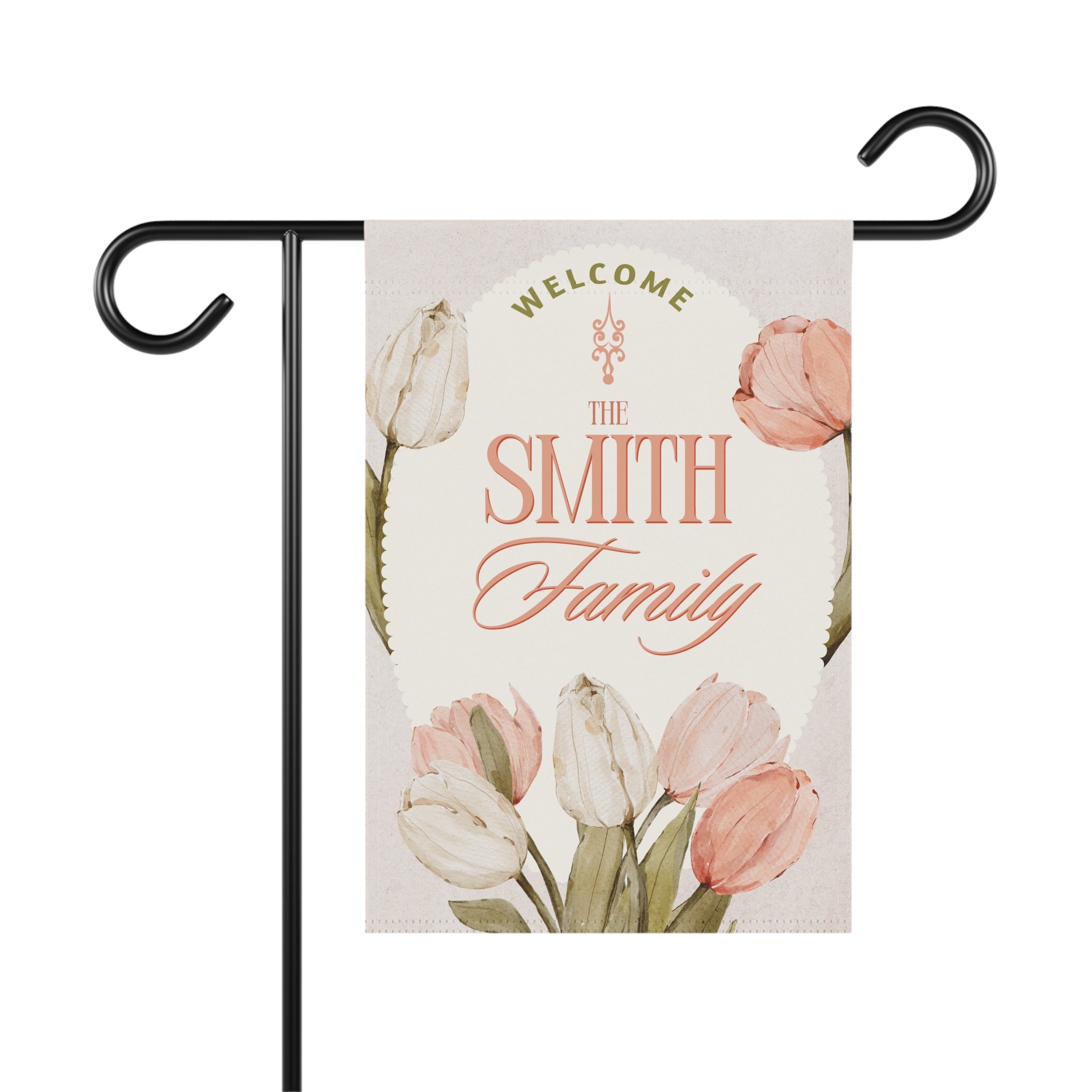 Personalized Garden Banner | Floral Welcome Sign, Decorative Yard Flag, Housewarming Gift, Spring Decor, Family Name Sign