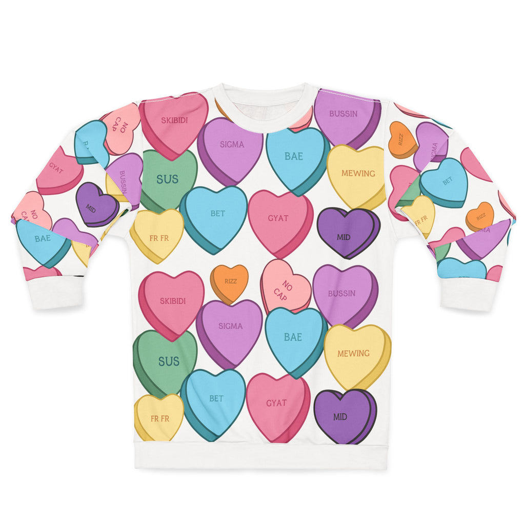 Bussin' Skibidi Bae No Cap Sigma All-Over Print Valentine's Day Sweatshirt