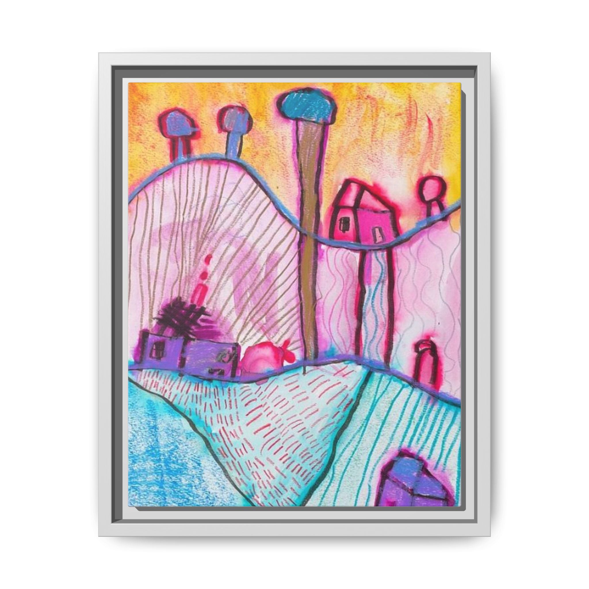 House on a Hill Matte Canvas, Framed Inspired by Frank Stella Art by Jackson Smith