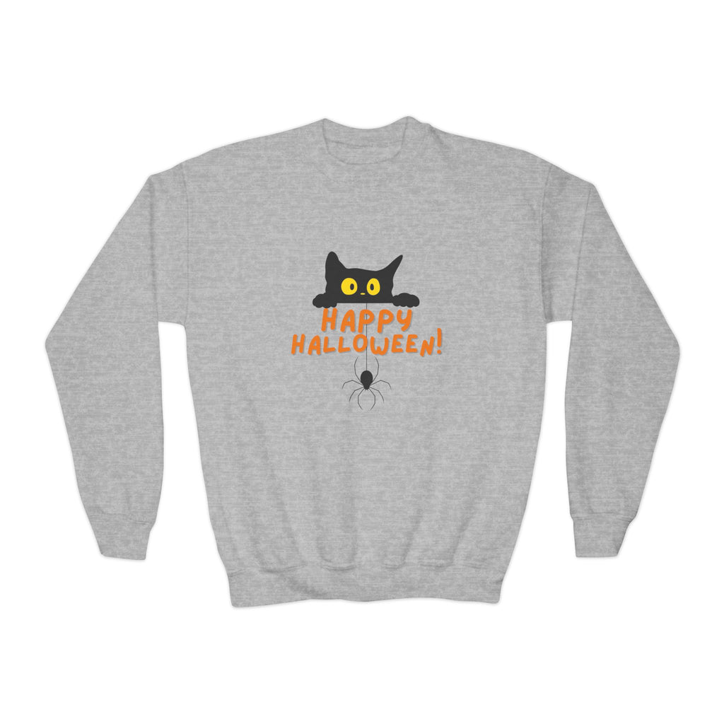 Halloween Sweatshirt Halloween Cat Sweatshirt Spider and Cat Halloween Sweatshirt Longsleeve Halloween