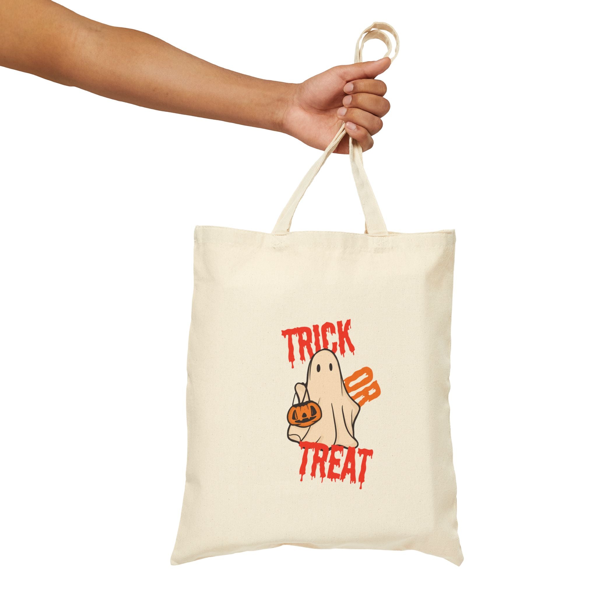 Trick or Treat for Halloween Bag for Halloween Trick or Treating Bag for Candy on Halloween Cotton Canvas Tote Bag