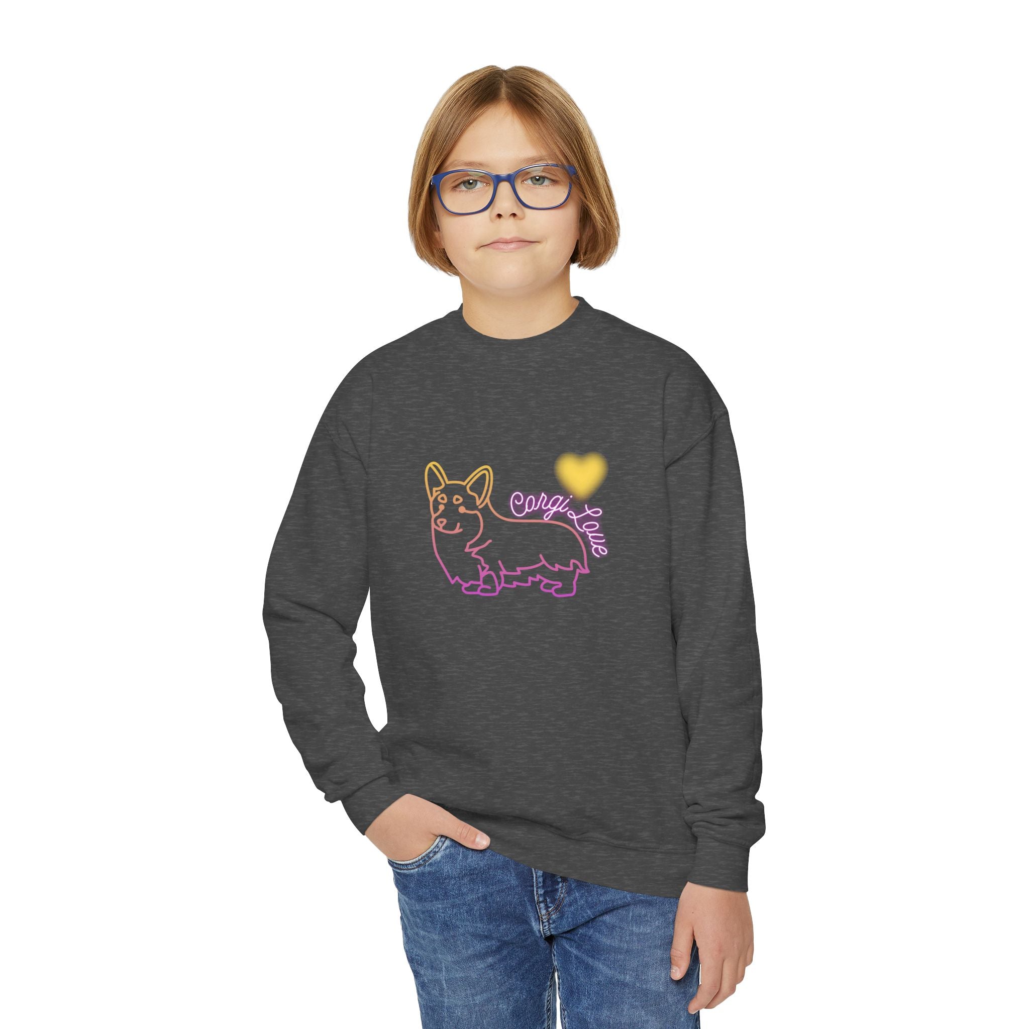 Corgi Love Youth Crewneck Sweatshirt