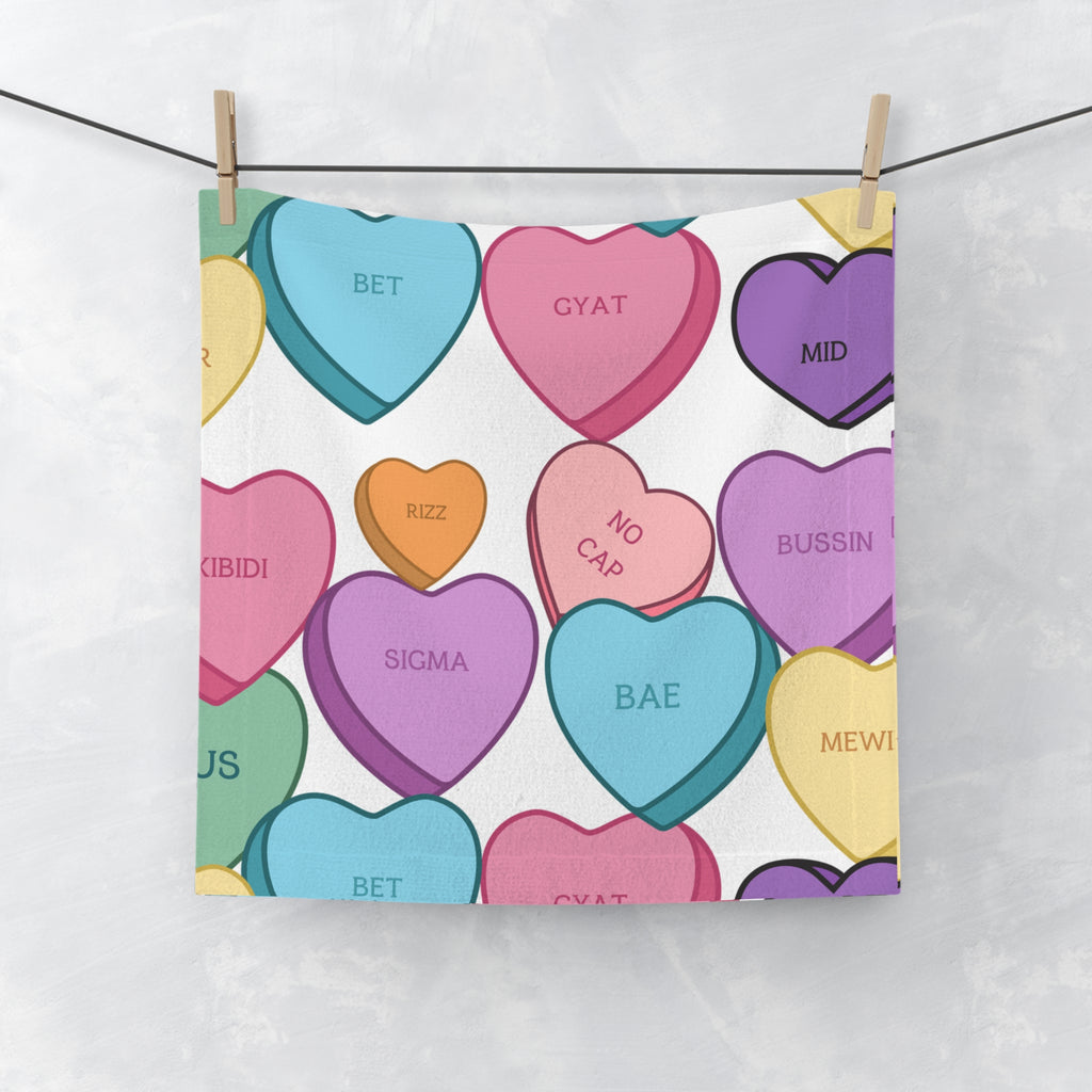 Candy Hearts Valentine's Face Towel