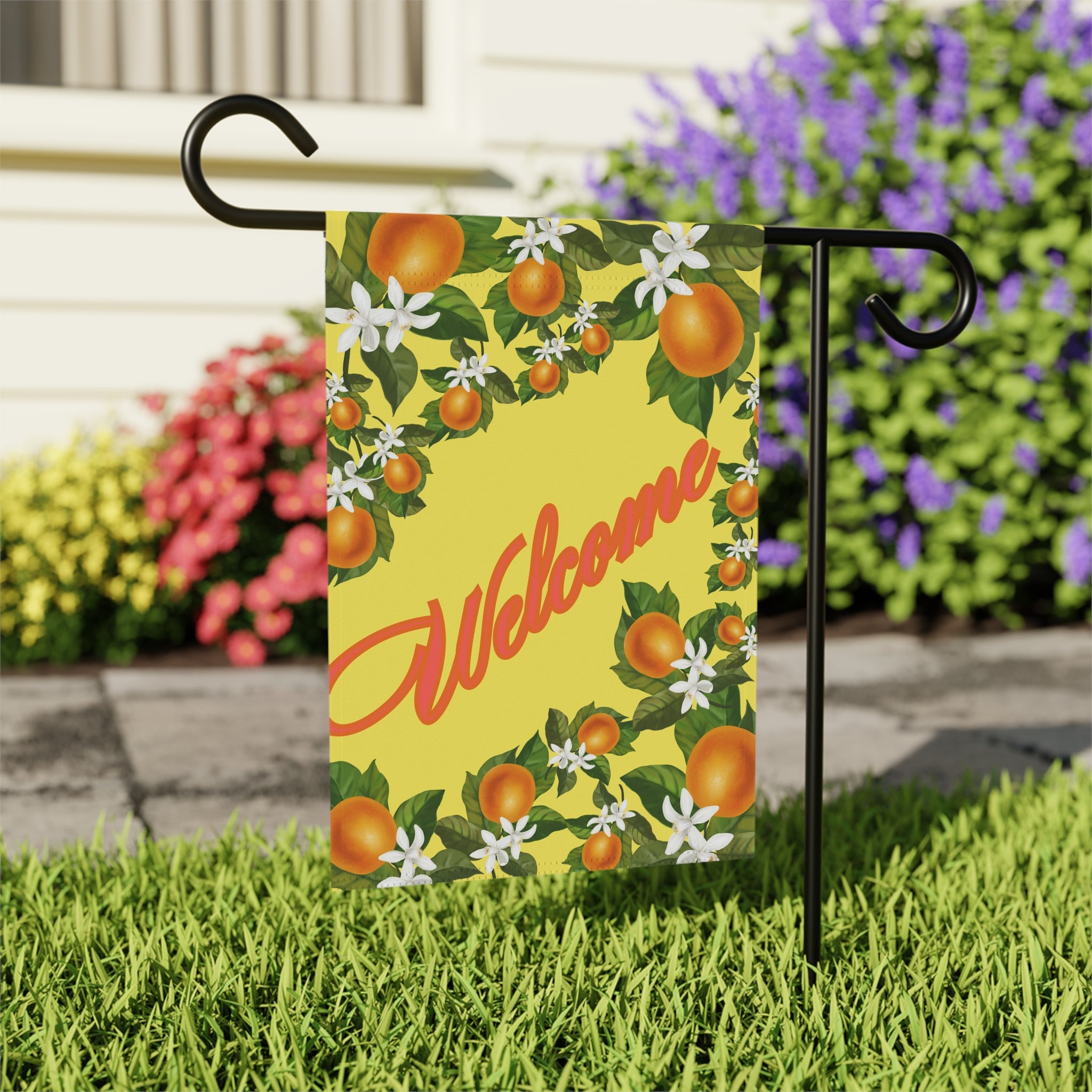 Garden Flag - Orange Citrus Retro Florida CItrus Design 12X18 INCHES
