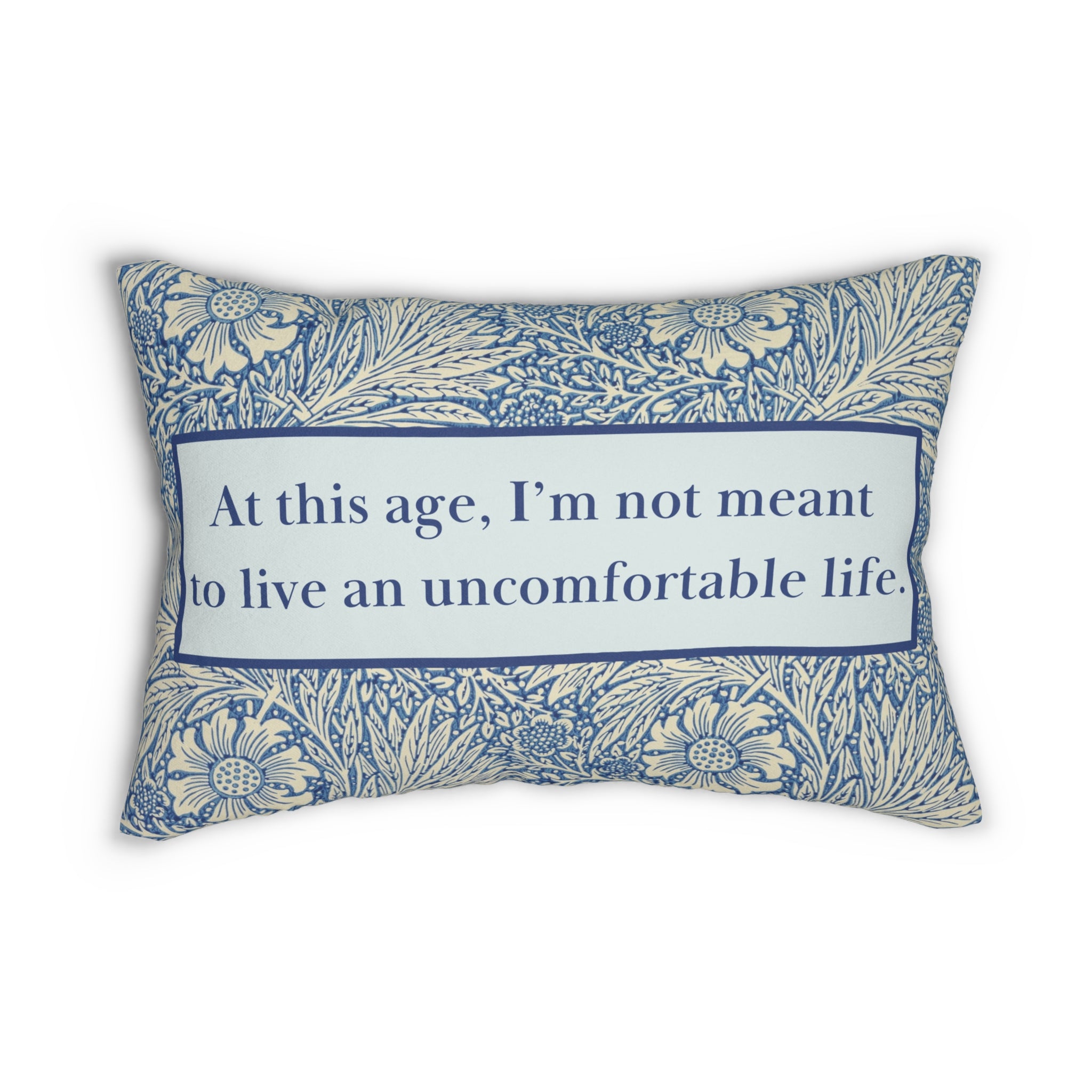 Quote Pillow Uncomfortable Life Quote White Lotus Navy Decorative Pillow 20 x 14