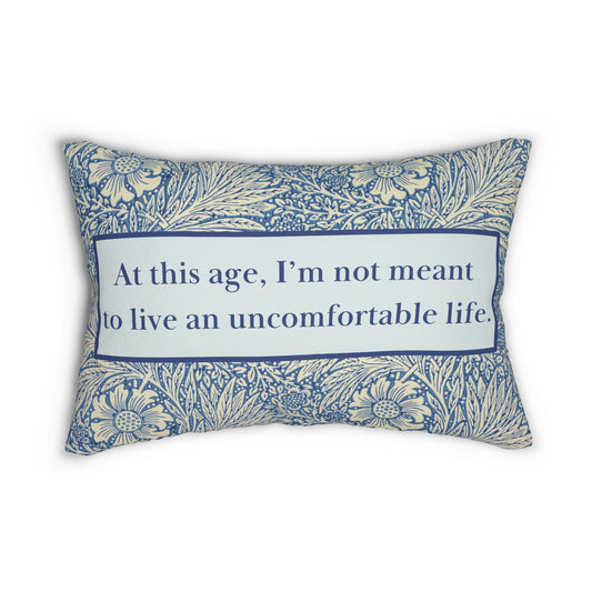 Quote Pillow Uncomfortable Life Quote White Lotus Navy Decorative Pillow 20 x 14