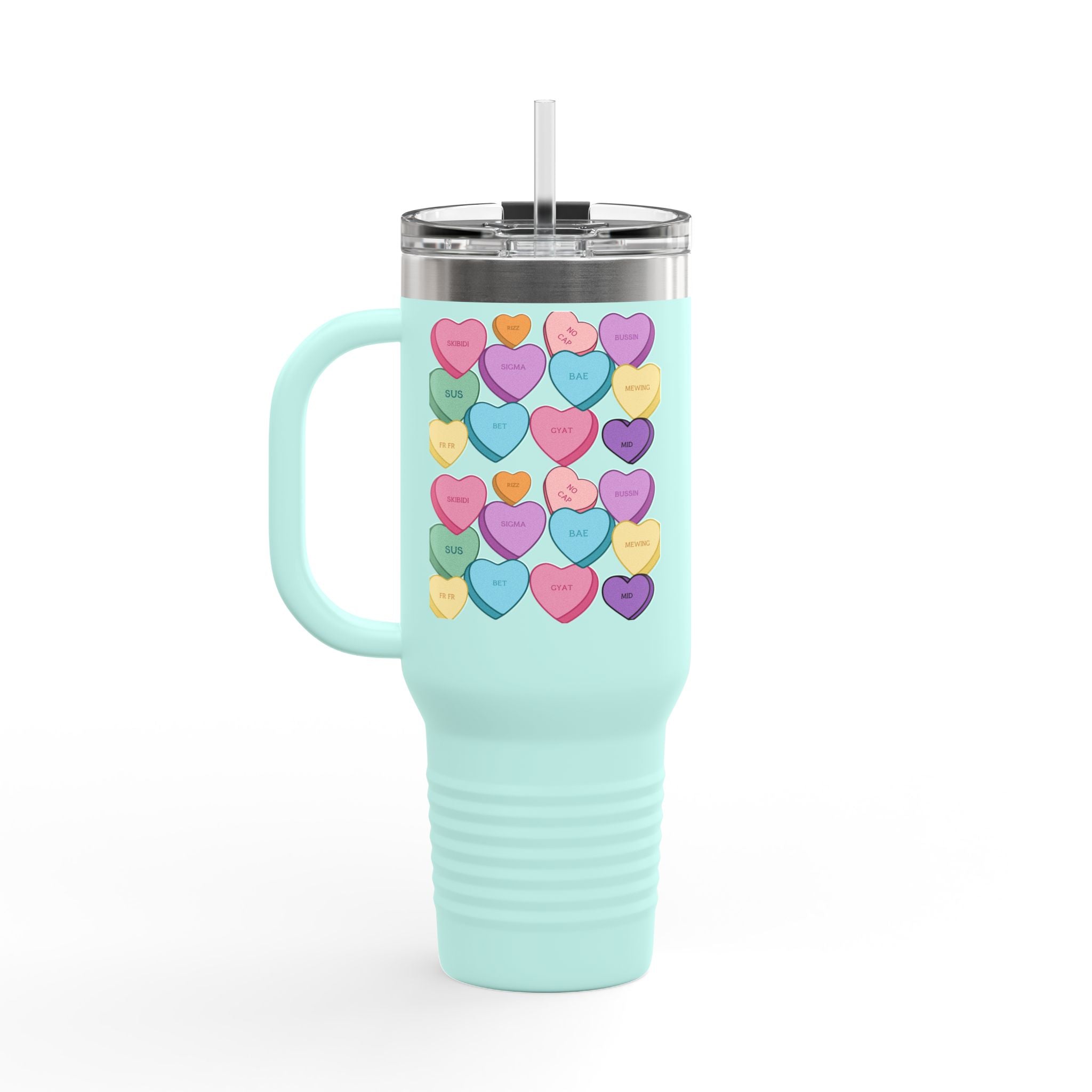 Candy Hearts Slang Insulated Travel Mug, 40oz