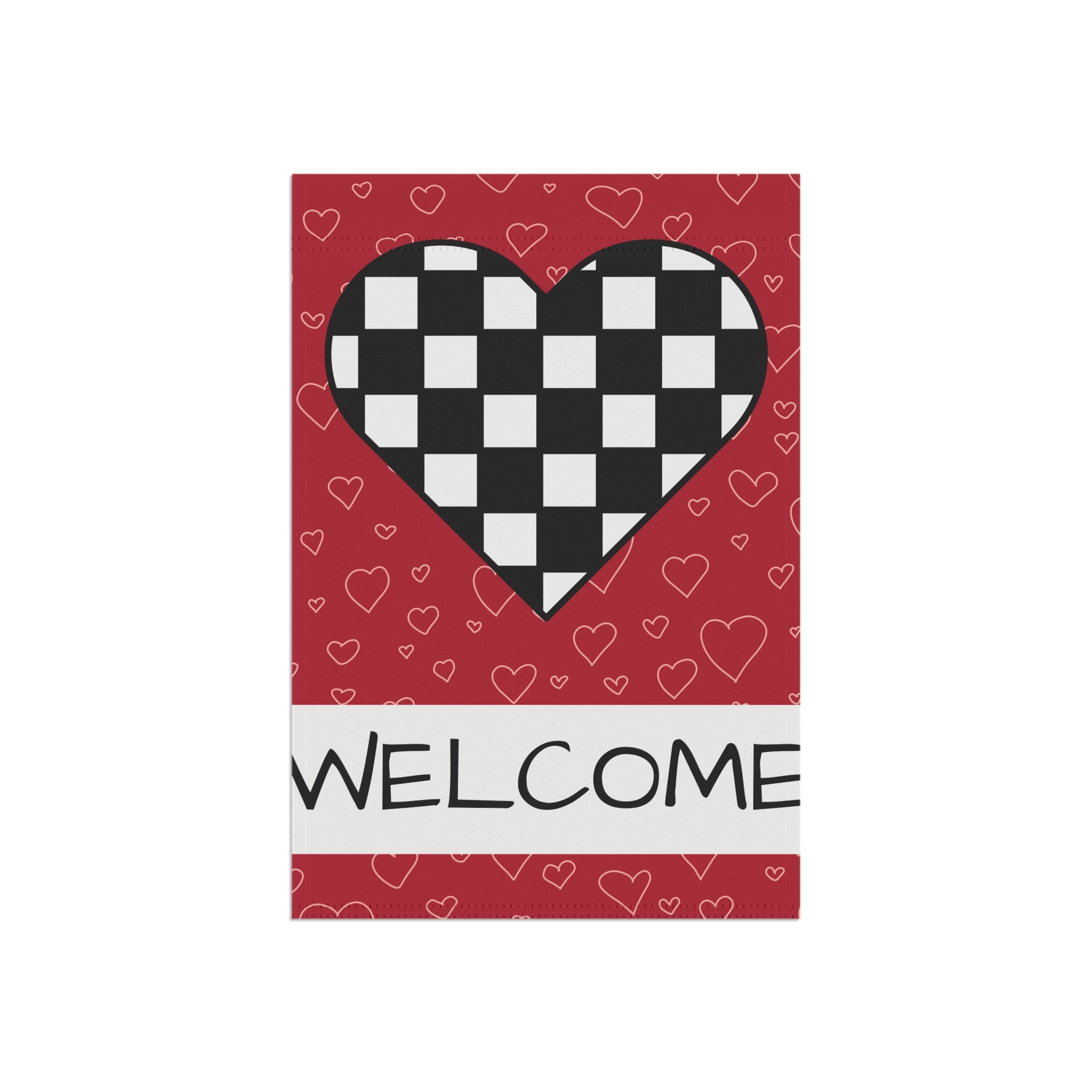 Welcome Garden Flag Valentine's Day Garden Flag Checkered Garden Flag for Valentine's Day
