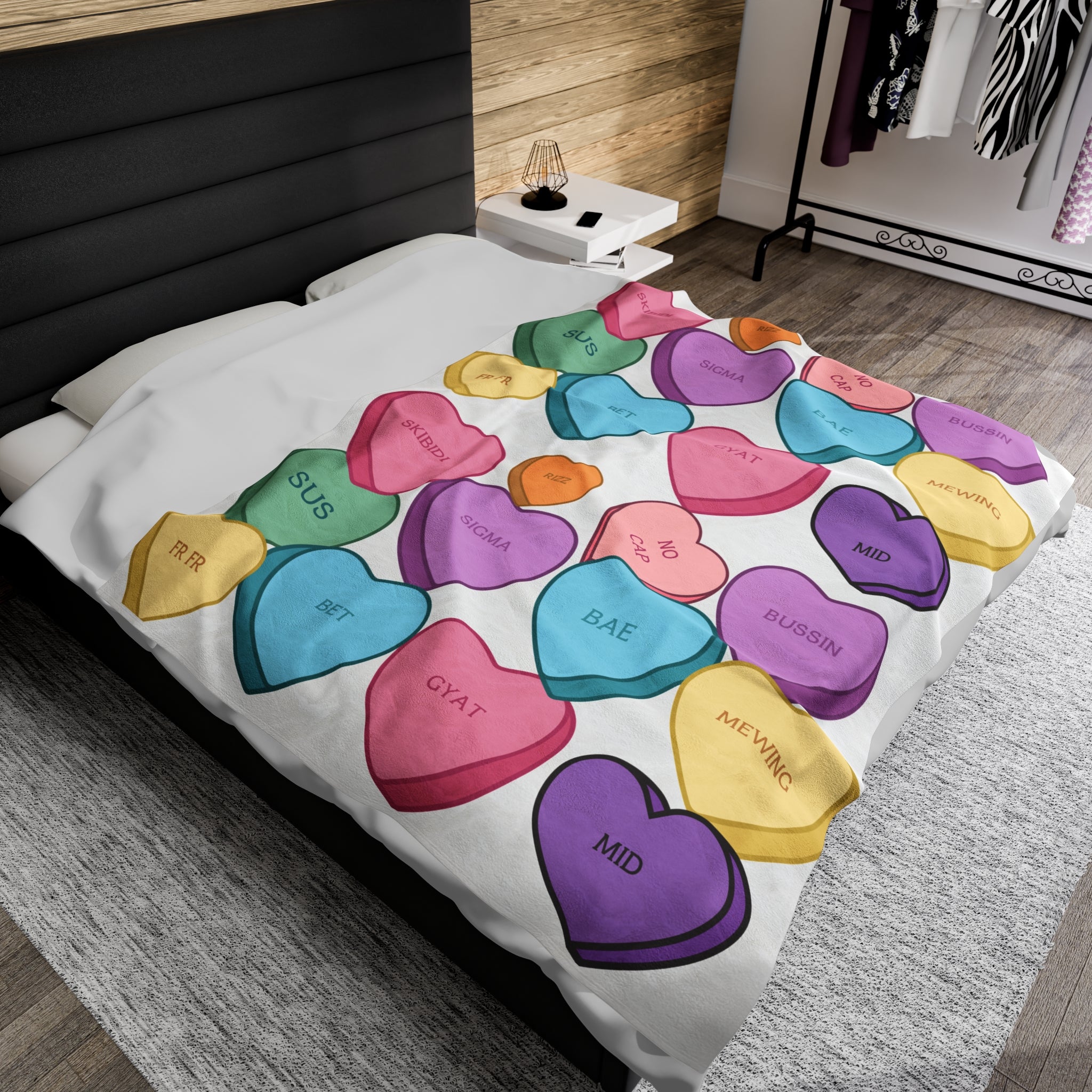 Candy Heart Valentines Velvet Soft Blanket Cozy Up in Style This Valentines Day