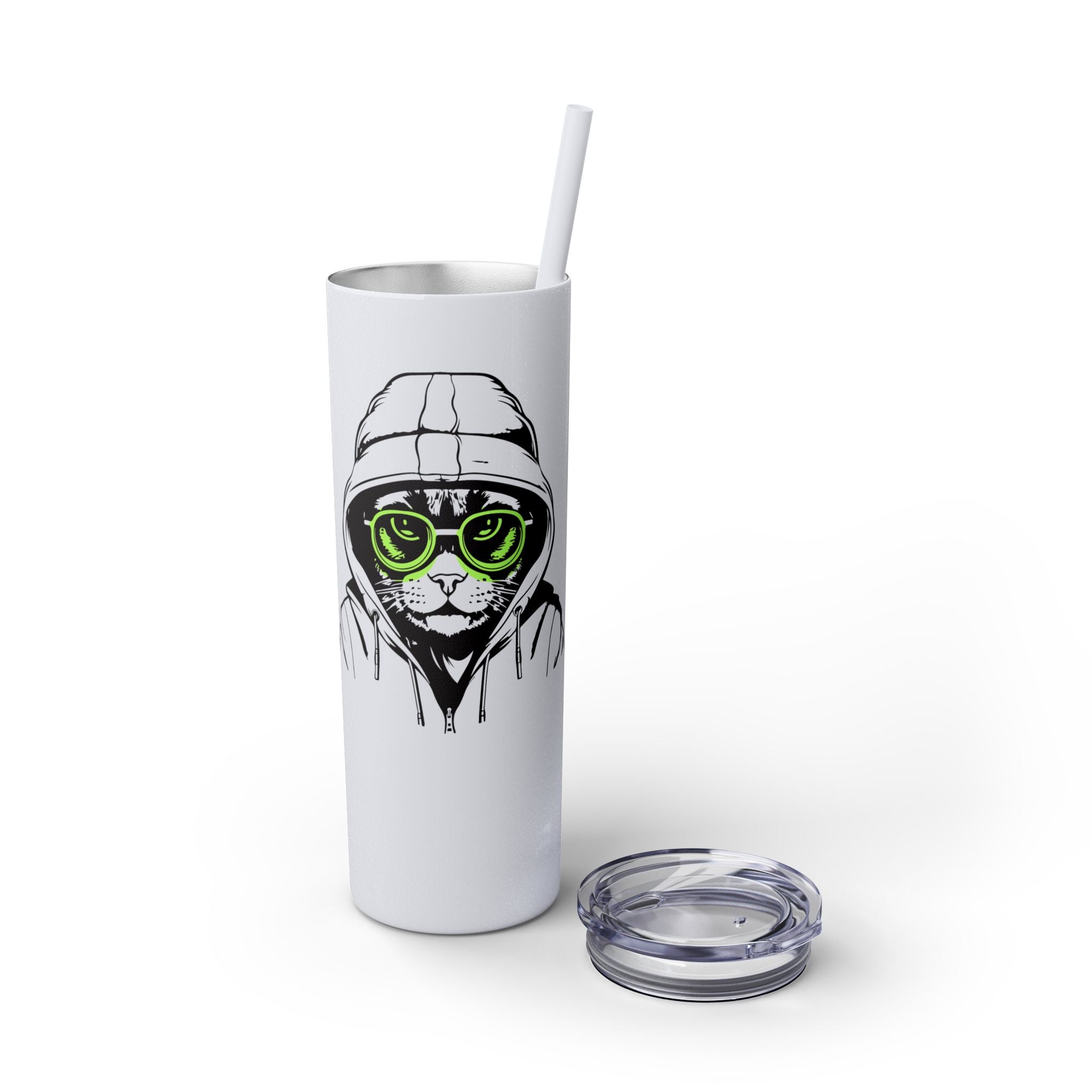 Angry Kitty Hip Cat Cool Cat Skinny Tumbler with Straw 20oz