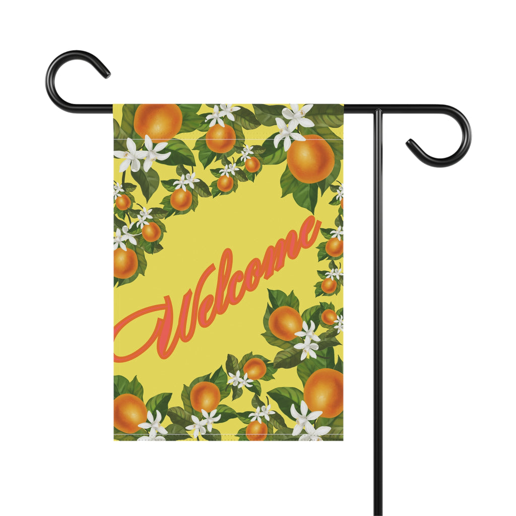 Garden Flag - Orange Citrus Retro Florida CItrus Design 12X18 INCHES