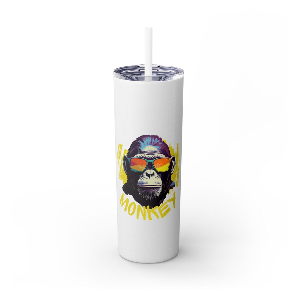 Monkey Print Skinny Tumbler with Straw, 20oz