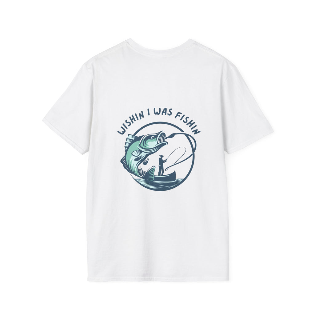 Fishing HumorGraphic Soft Tee Fishing T-Shirt - Wishin I Was FishinTee Gift for Dad