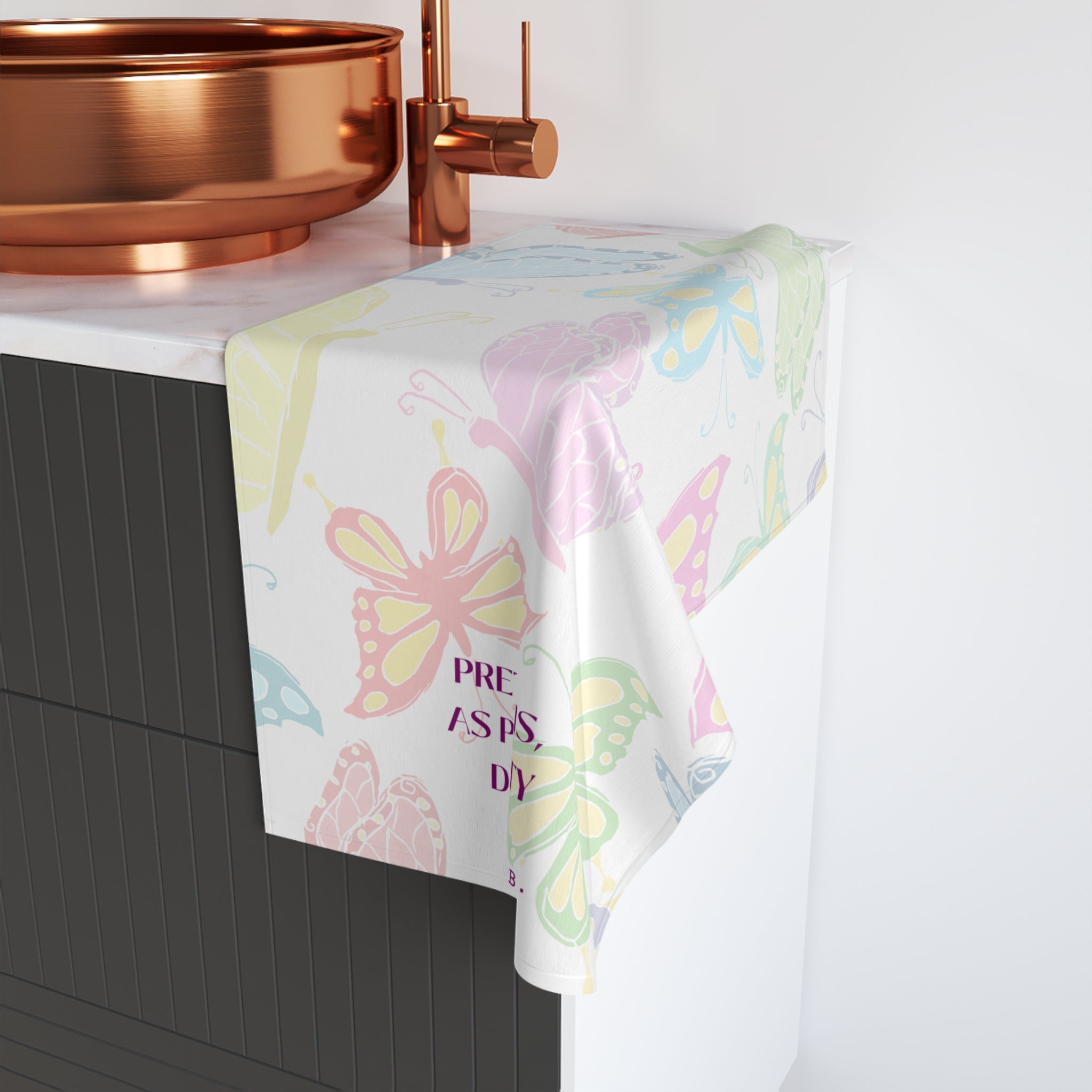 Butterfly Hand Towel Super Absorbent Kitchen or Bath Towel 25x16 Quote Decorative Guest Towel