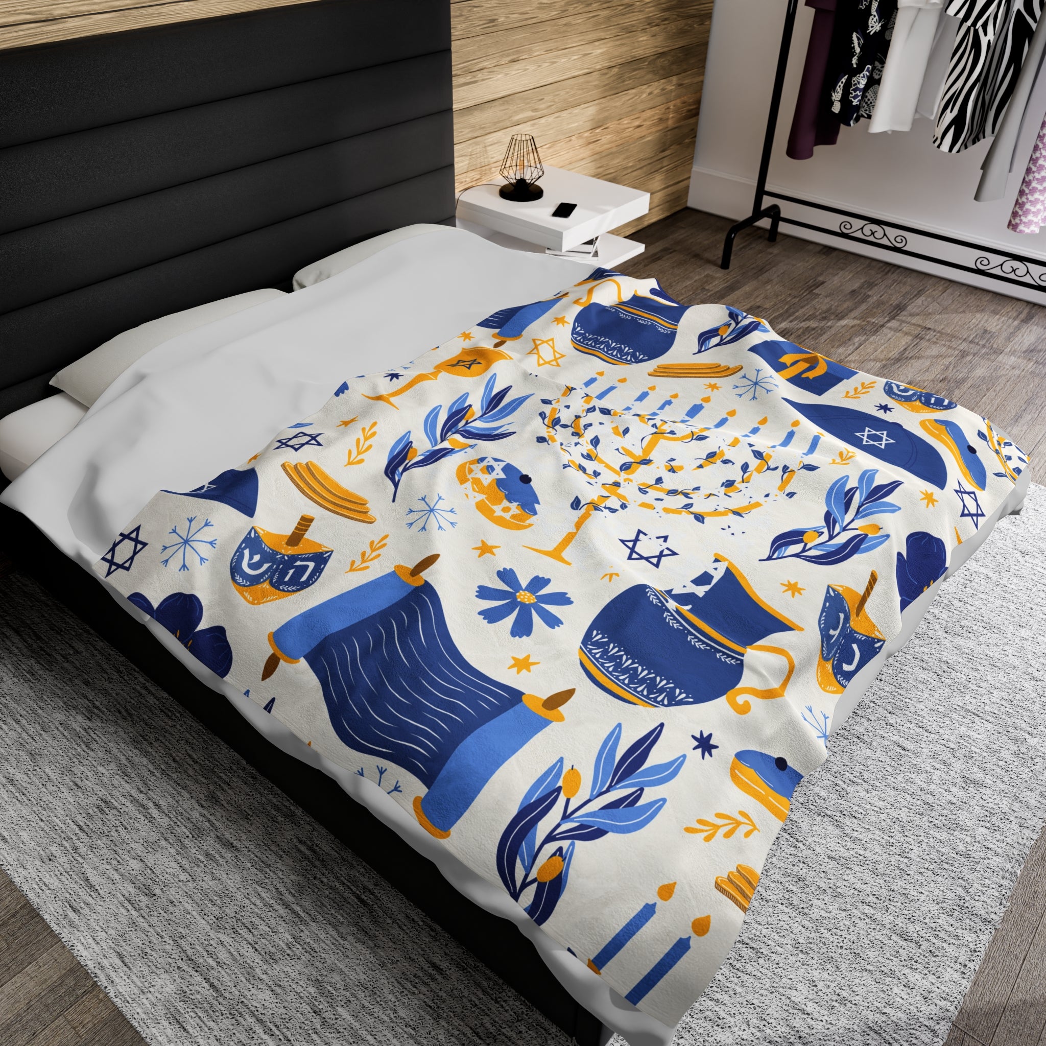 Hanukkah Velveteen Plush Blanket