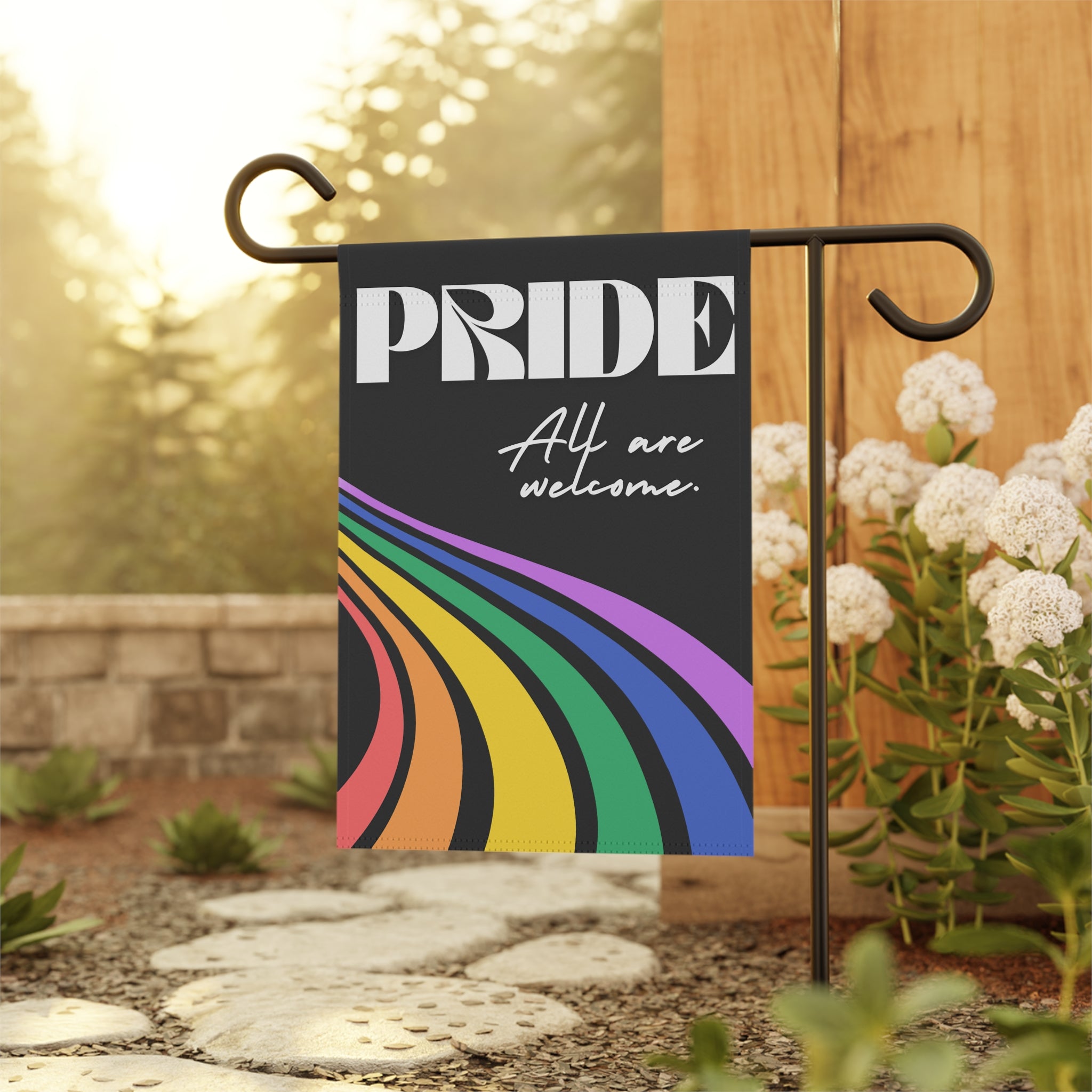 Progress Pride Garden Flag, All Are Welcome, LGBTQ Flag, Pride Flag, Rainbow Decor, Everyone is Welcome, Inclusion, Kindness