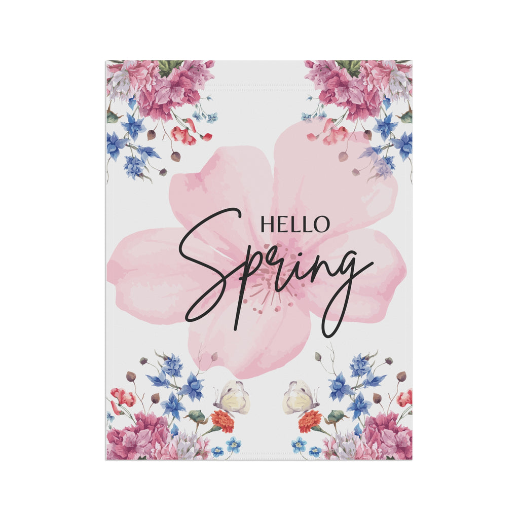 Spring Garden Flag 12X18 Hello Spring House Flag or Garden Flag Floral Decoration, Seasonal Spring Garden Flag