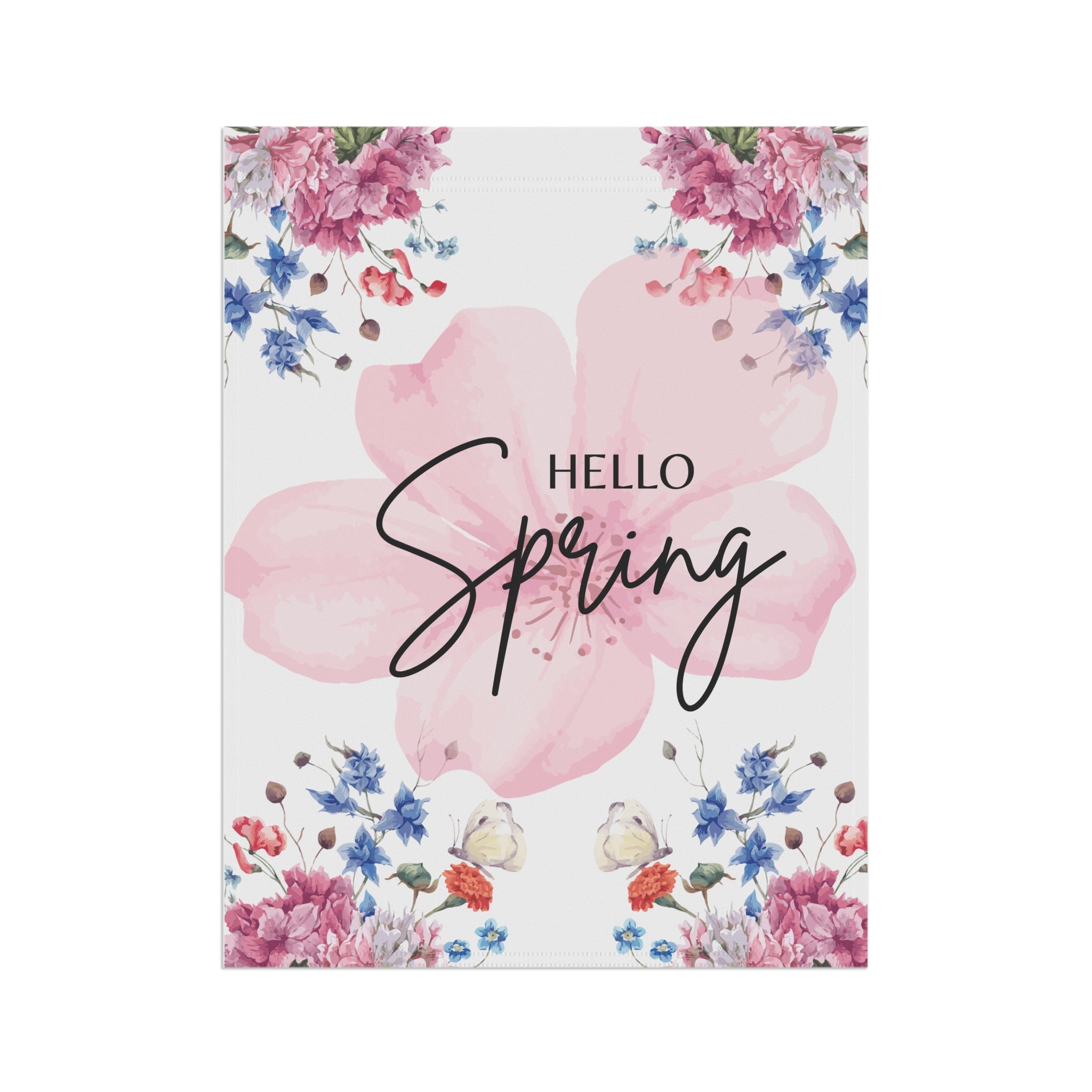 Spring Garden Flag 12X18 Hello Spring House Flag or Garden Flag Floral Decoration, Seasonal Spring Garden Flag