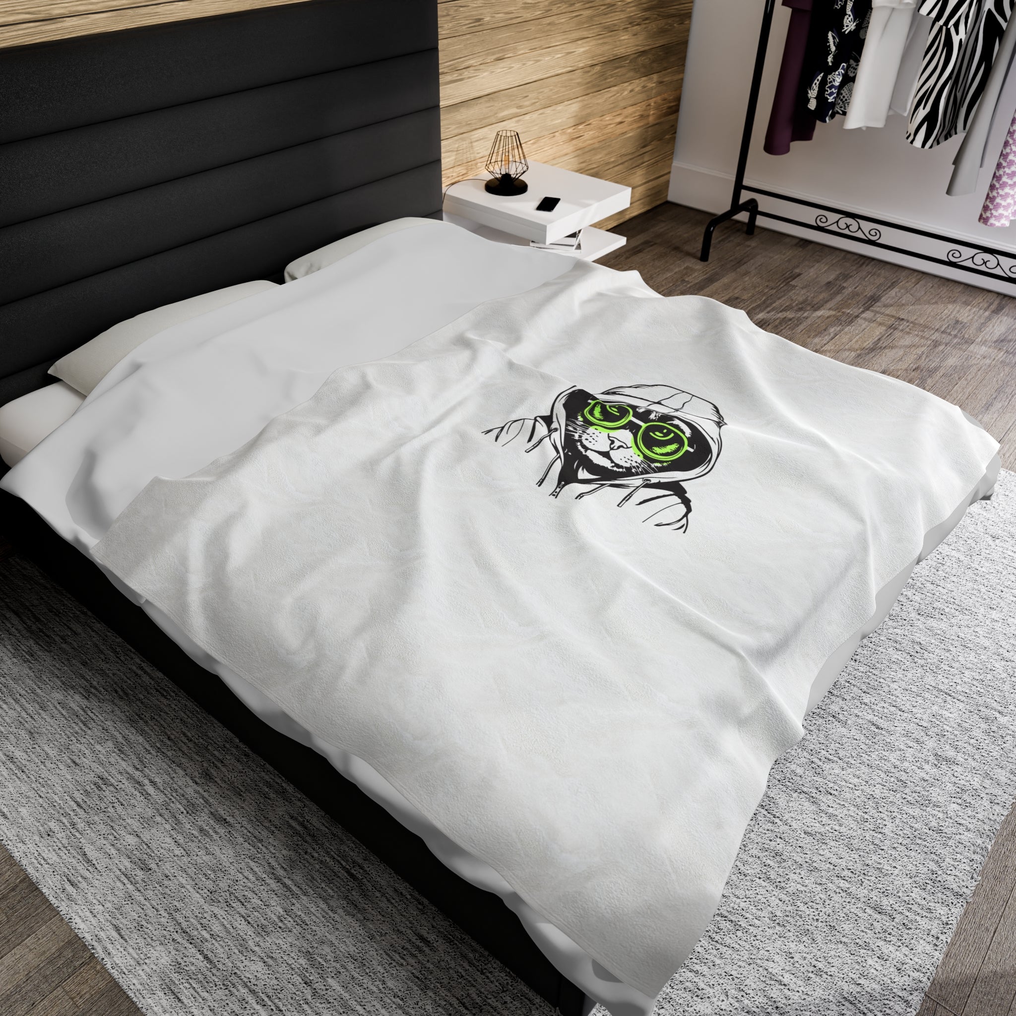 Cool Kat or Angry Kitty Velveteen Plush Blanket