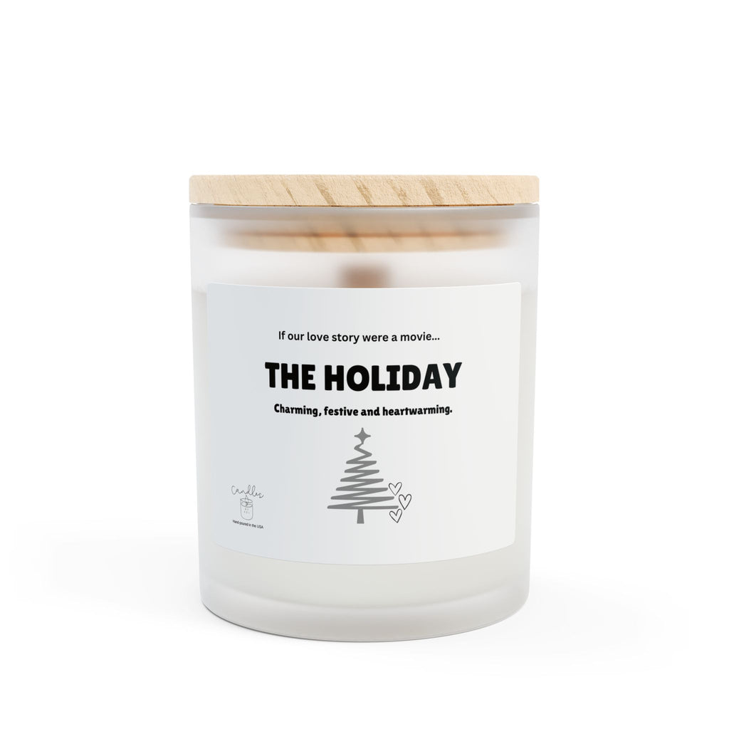 The Holiday Frosted Glass Candle, 11oz If Our Love Story Were a Movie Wooden Wick Candle Gift for Partner or Spouse