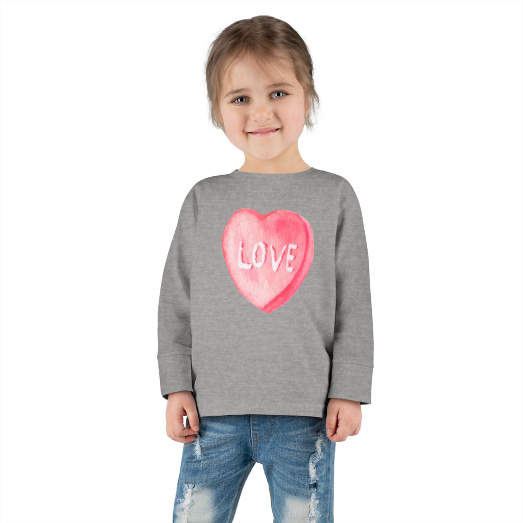 LOVE Candy Hearts Pastel LongSleeve Tee Toddler Long Sleeve Valentine's Day Tee