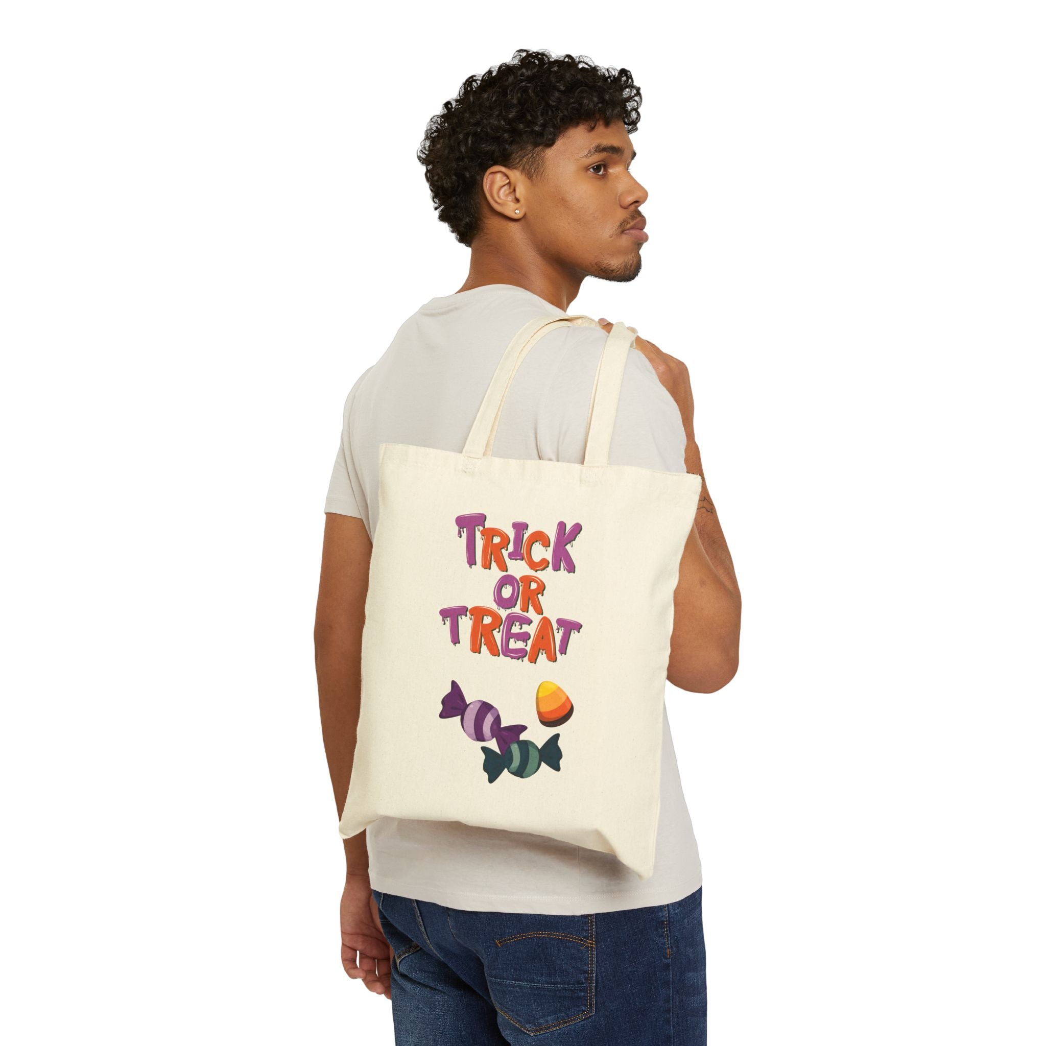 Trick or Treat Bag for Halloween Bag for Candy Bag for Halloween Cotton Canvas Tote Bag