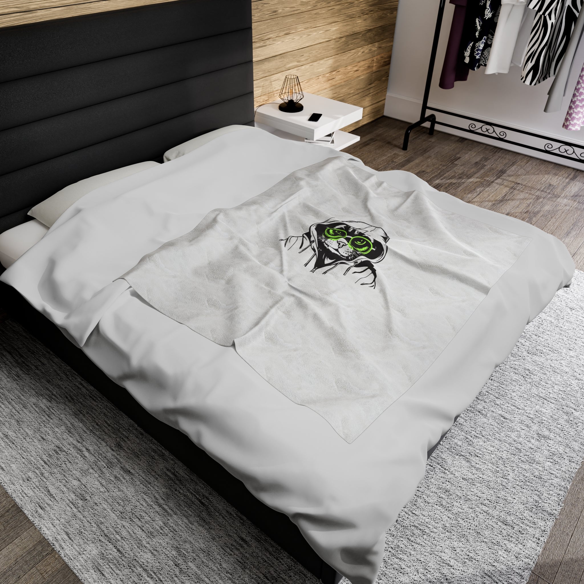 Cool Kat or Angry Kitty Velveteen Plush Blanket