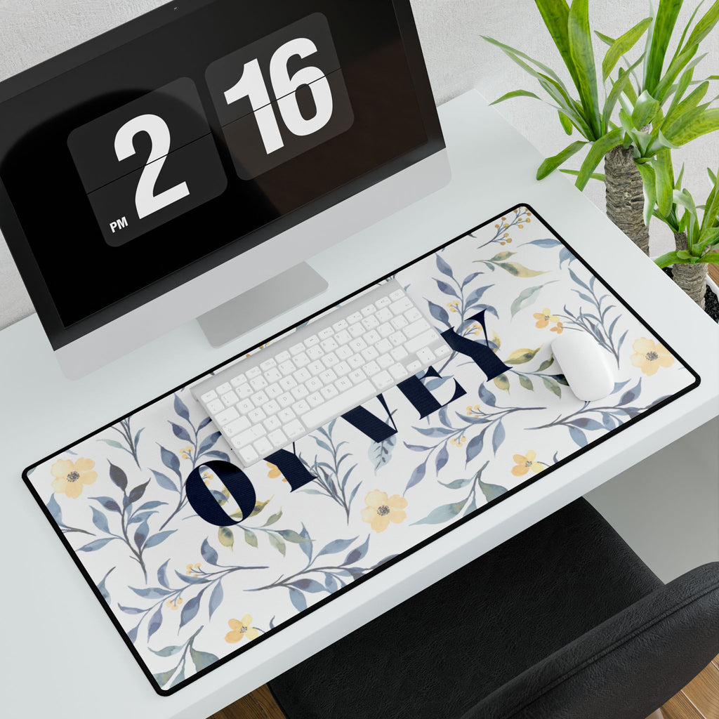 Oy Vey Desk Mat Floral Desk Mat with 'Oy Vey' Quote, Stylish Home Office Decor, Funny Work Gift, Jewish Gifts Yiddish Gifts