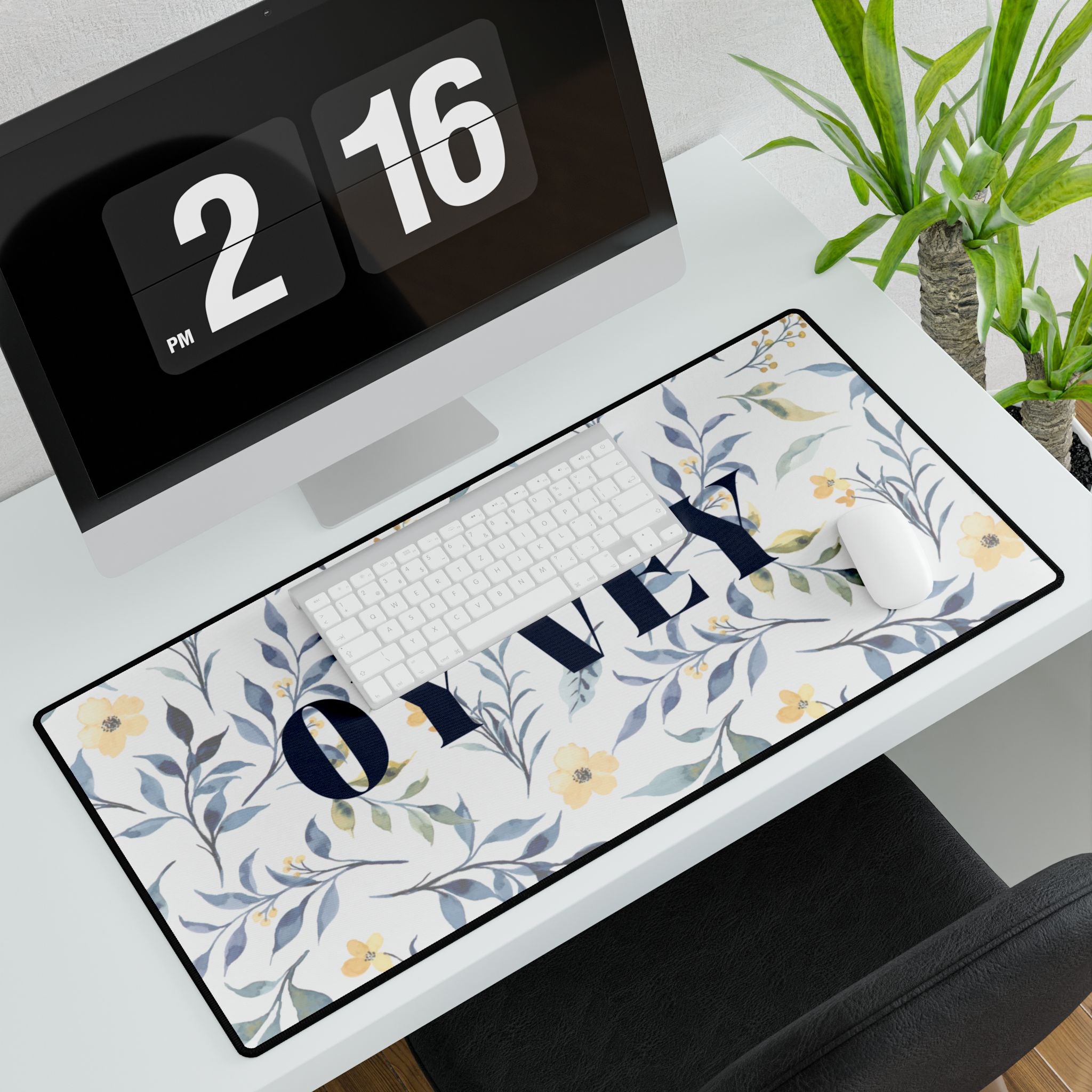 Oy Vey Desk Mat Floral Desk Mat with 'Oy Vey' Quote, Stylish Home Office Decor, Funny Work Gift, Jewish Gifts Yiddish Gifts