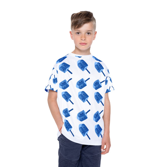 Kids  Hanukkah Dreidel Print T-Shirt | Athletic Top Dreidel Print