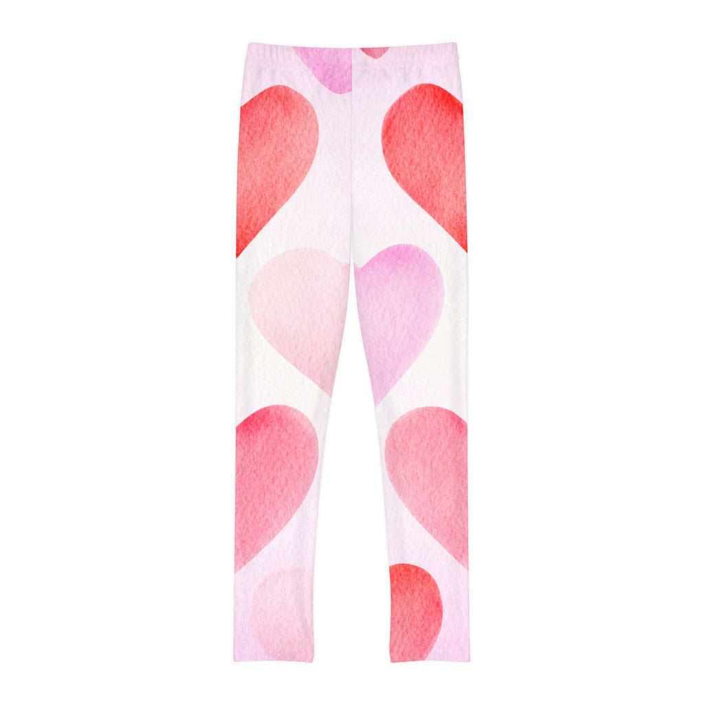 Pink Hearts Leggings Valentine's Day Leggings Youth Full-Length Valentine's Leggings