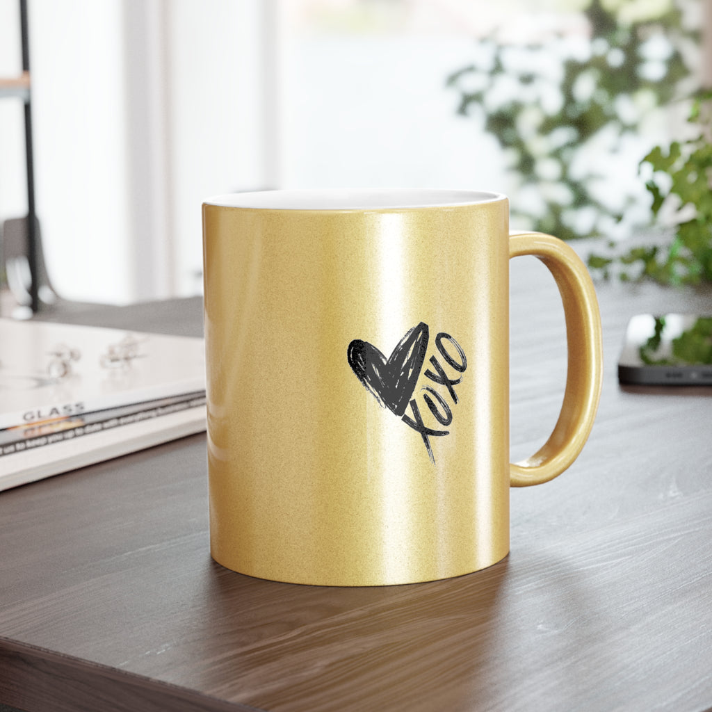 Metallic Mug (Silver") Personalized XO Valentines Mug for Valentine's Gift