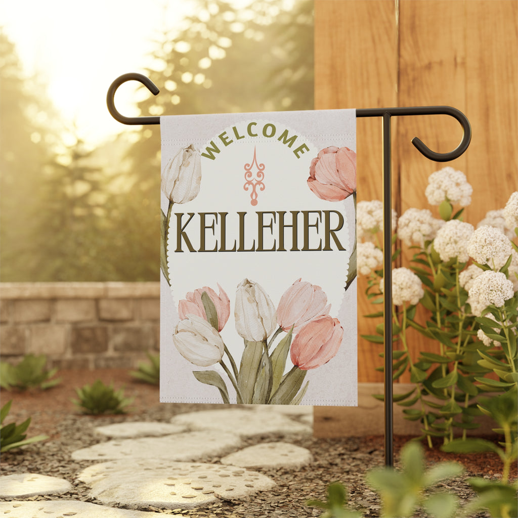 Personalized Custom Name Floral Welcome Garden Banner for Home & Yard Decoration