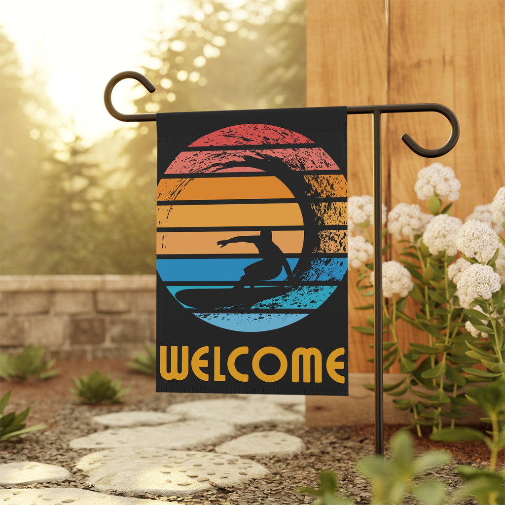 Surfing Welcome Garden Banner | Summer Welcome Flag 12 X 18 inches