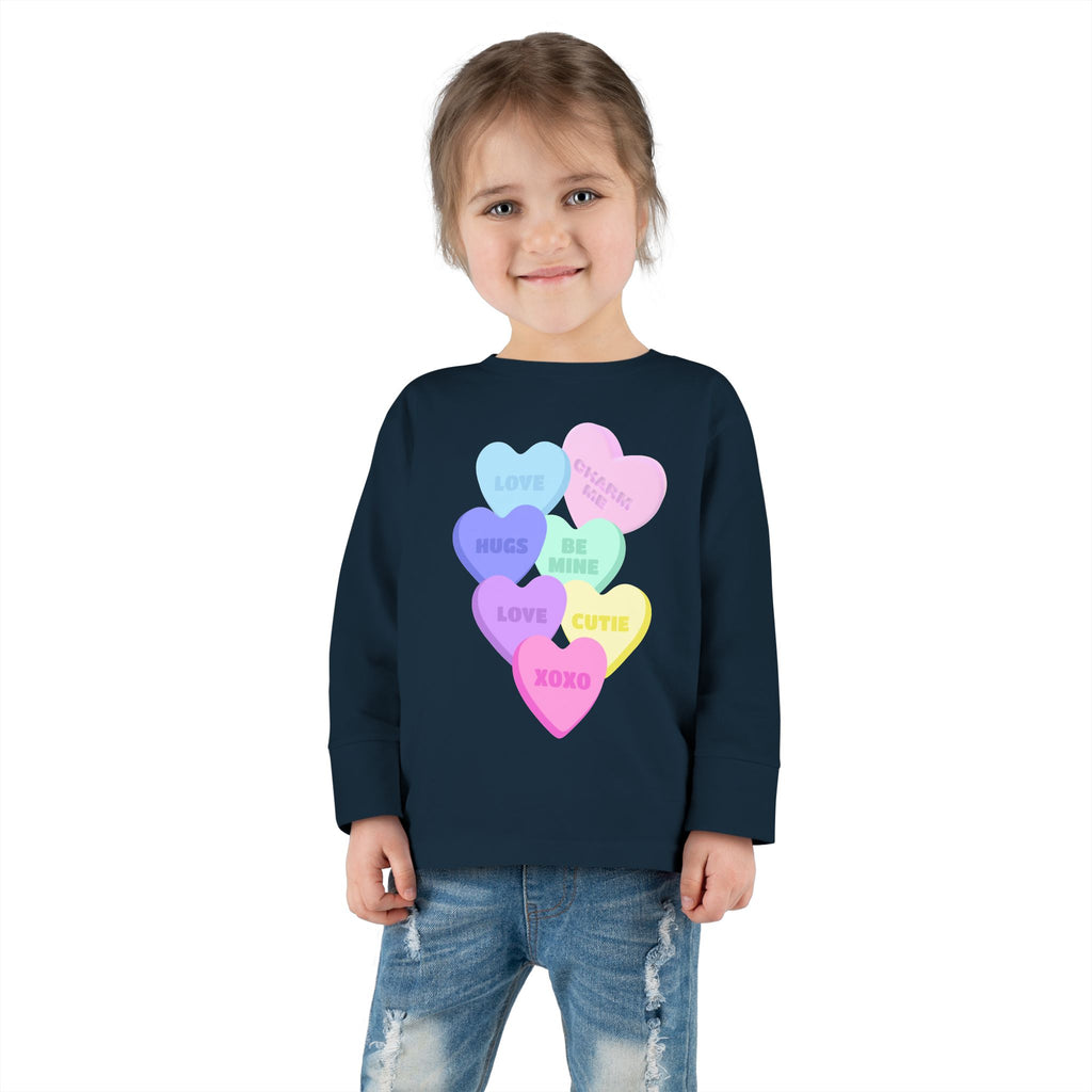 Toddler Candy Hearts Long Sleeve Tee Valentine's Toddler Tee Candy Hearts Valentine's Long sleeve Toddler Tee