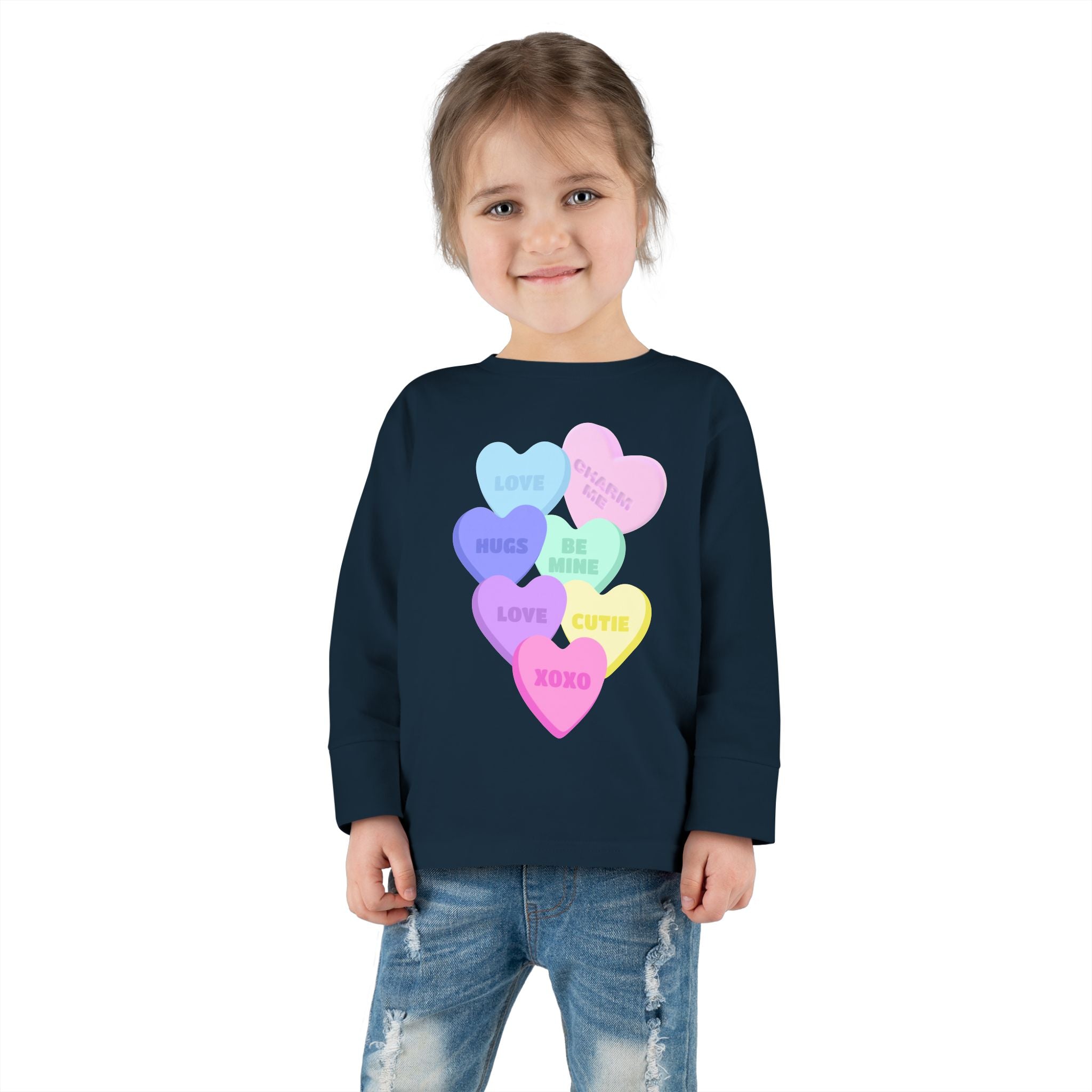 Toddler Candy Hearts Long Sleeve Tee Valentine's Toddler Tee Candy Hearts Valentine's Long sleeve Toddler Tee