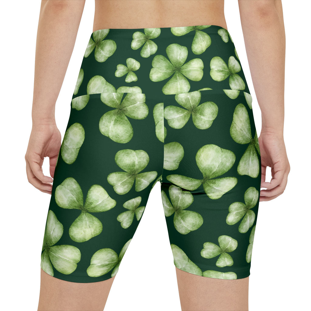 Shamrock Shorts Women's Workout Shorts with Shamrock Print for St. Patrick's Day Run