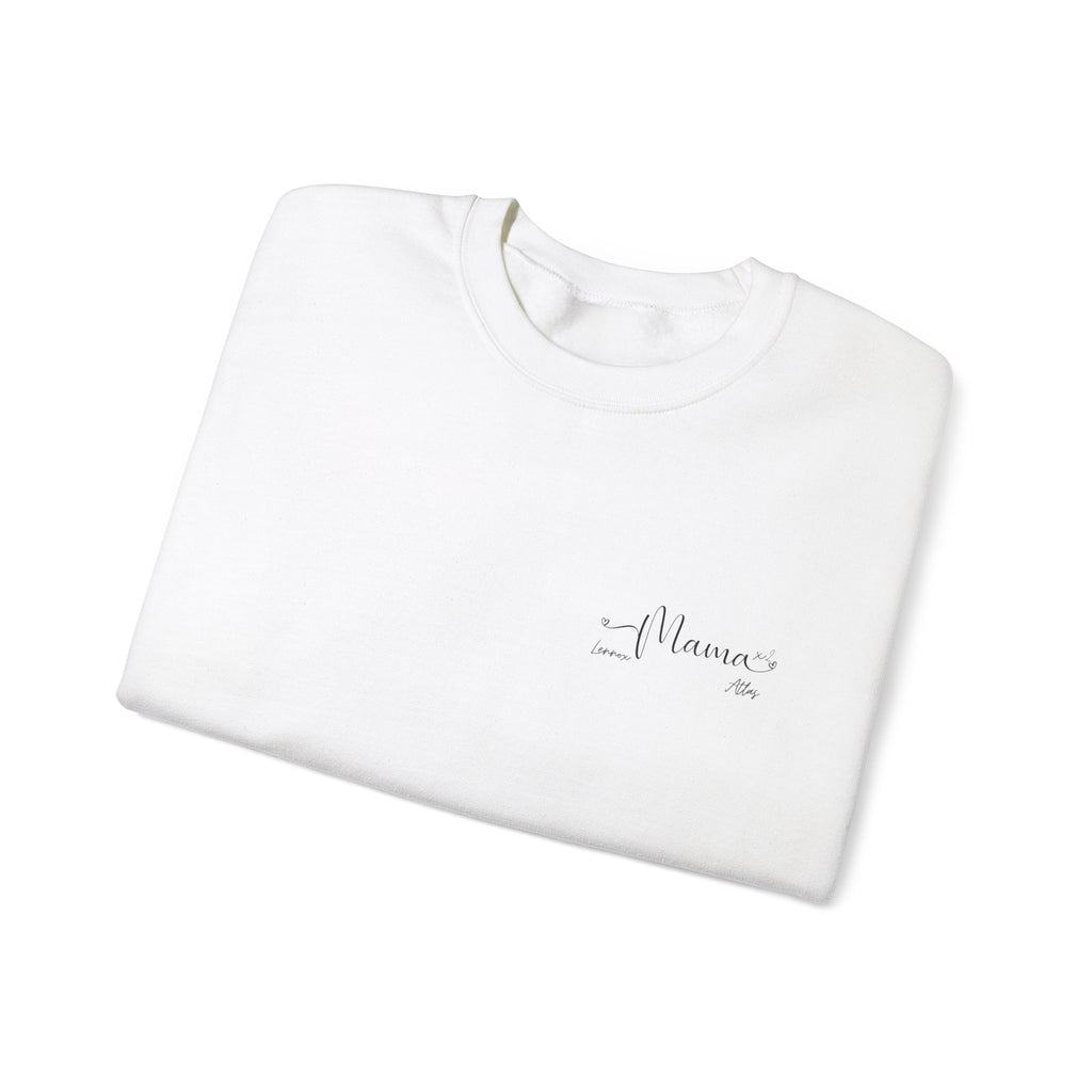 Custom 2 child Mama Sweatshirt with Names Heavy Blend™ Crewneck Sweatshirt