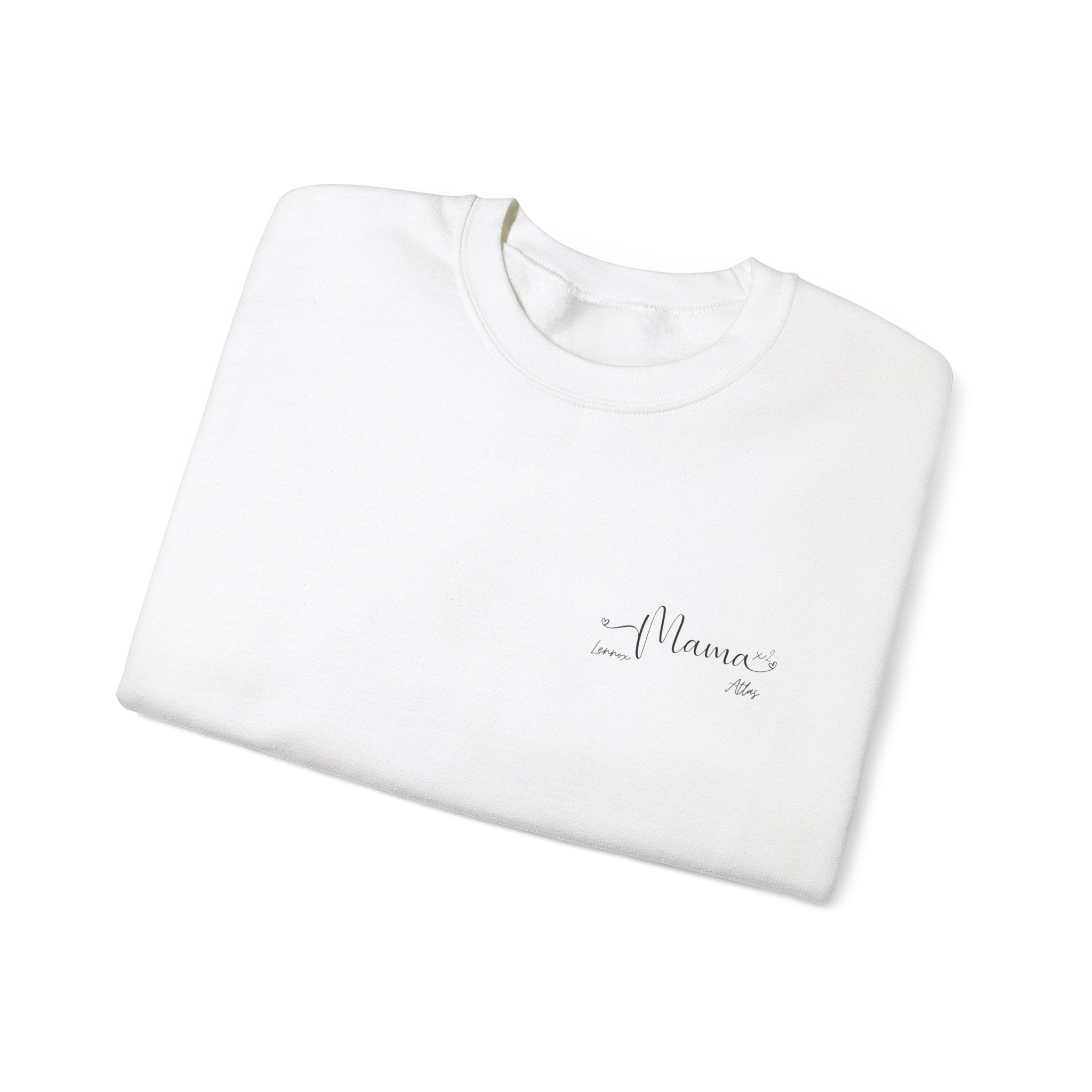 Custom 2 child Mama Sweatshirt with Names Heavy Blend™ Crewneck Sweatshirt
