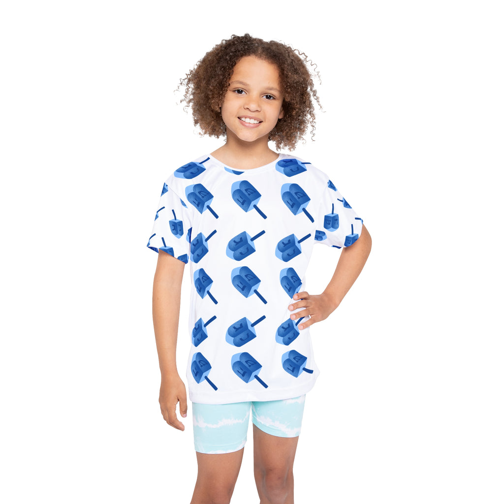 Kids  Hanukkah Dreidel Print T-Shirt | Athletic Top Dreidel Print