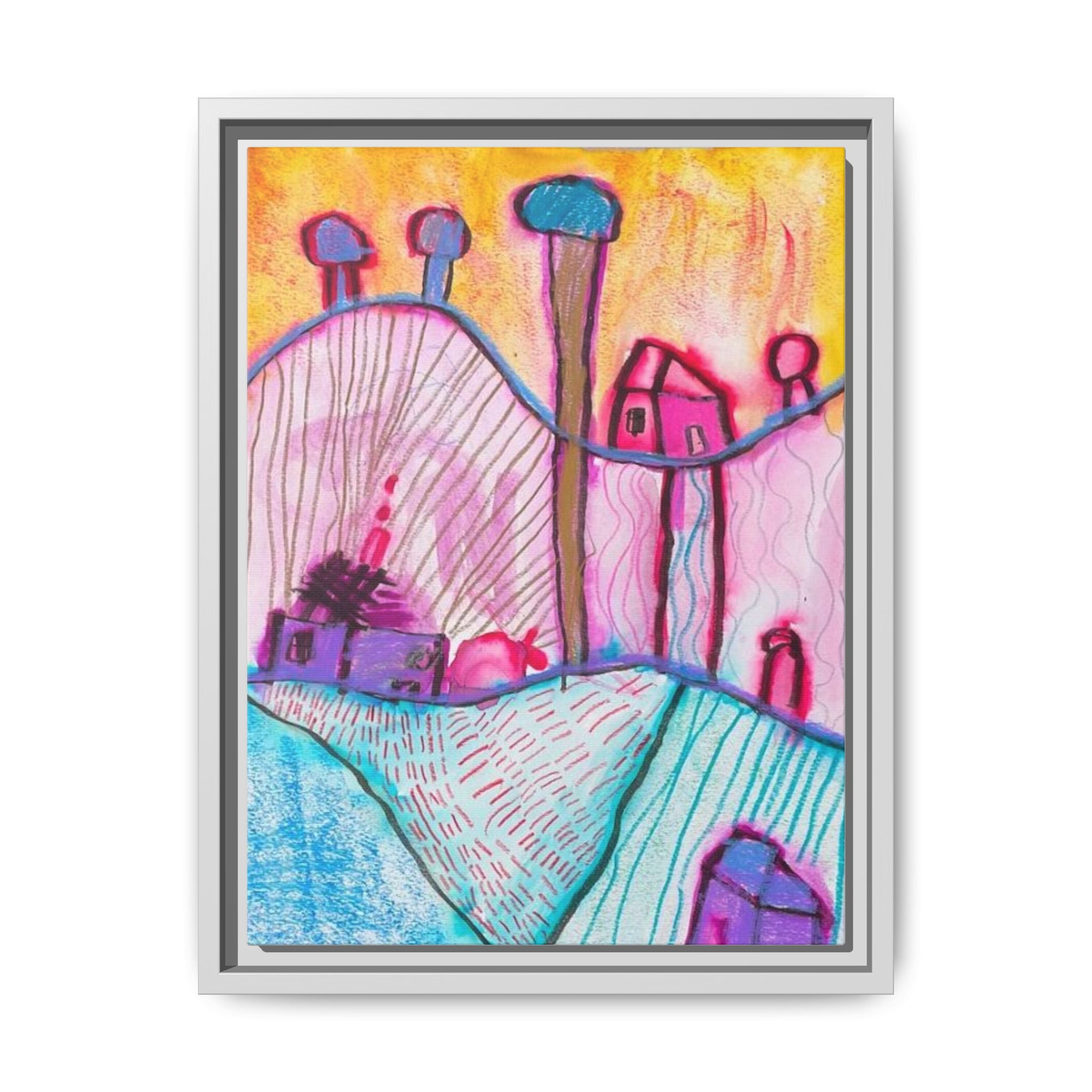 House on a Hill Matte Canvas, Framed Inspired by Frank Stella Art by Jackson Smith