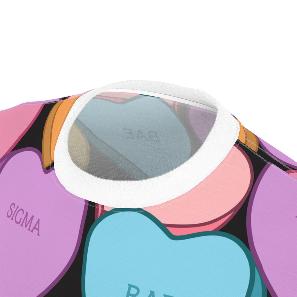 Valentines Candy Hearts Adult Valentines Day Shirt, Gift for Valentine, Love Holiday Tee, Black and Pastel Print