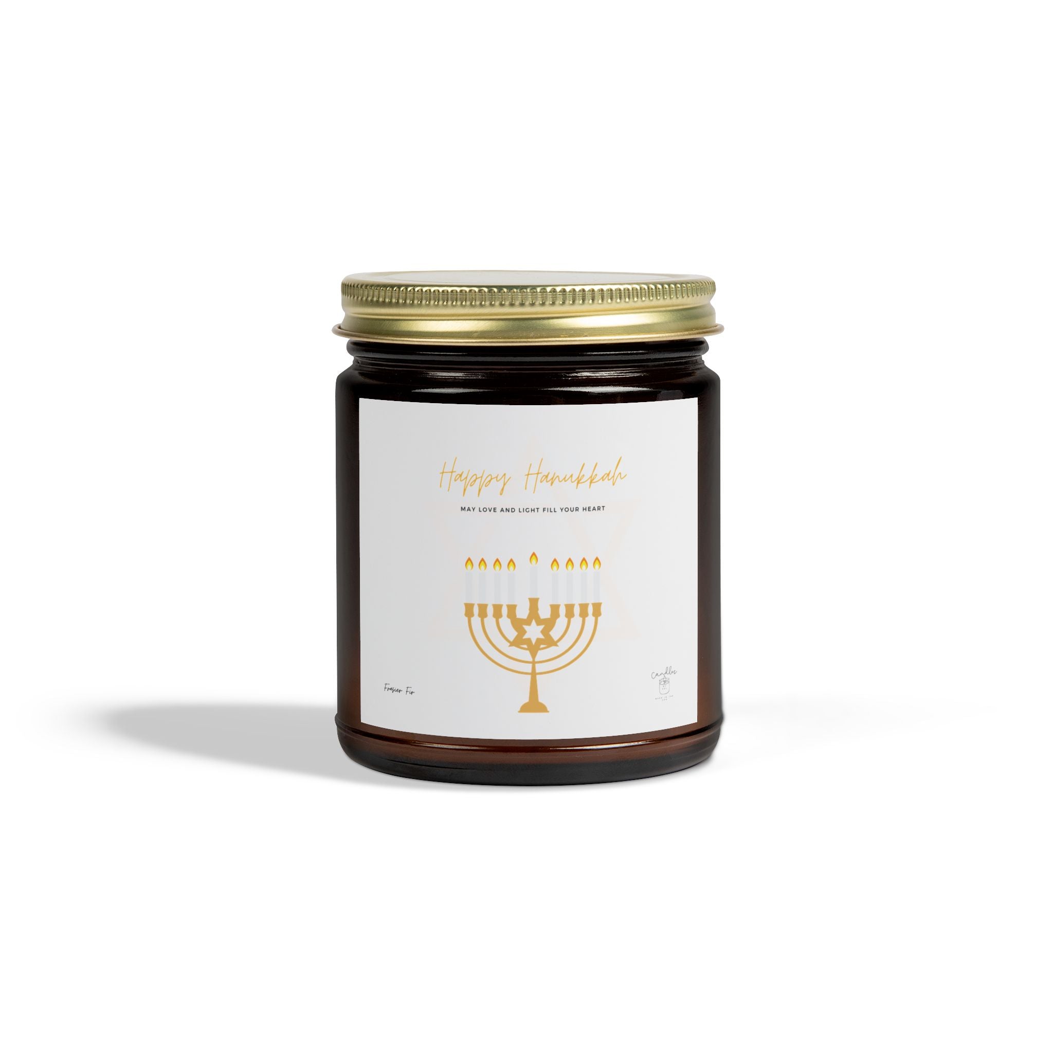 Frasier Fir Hanukkah Candle, Frasier Fir Scented Hanukkah Candle made of Coconut Apricot Wax (4oz, 9oz)